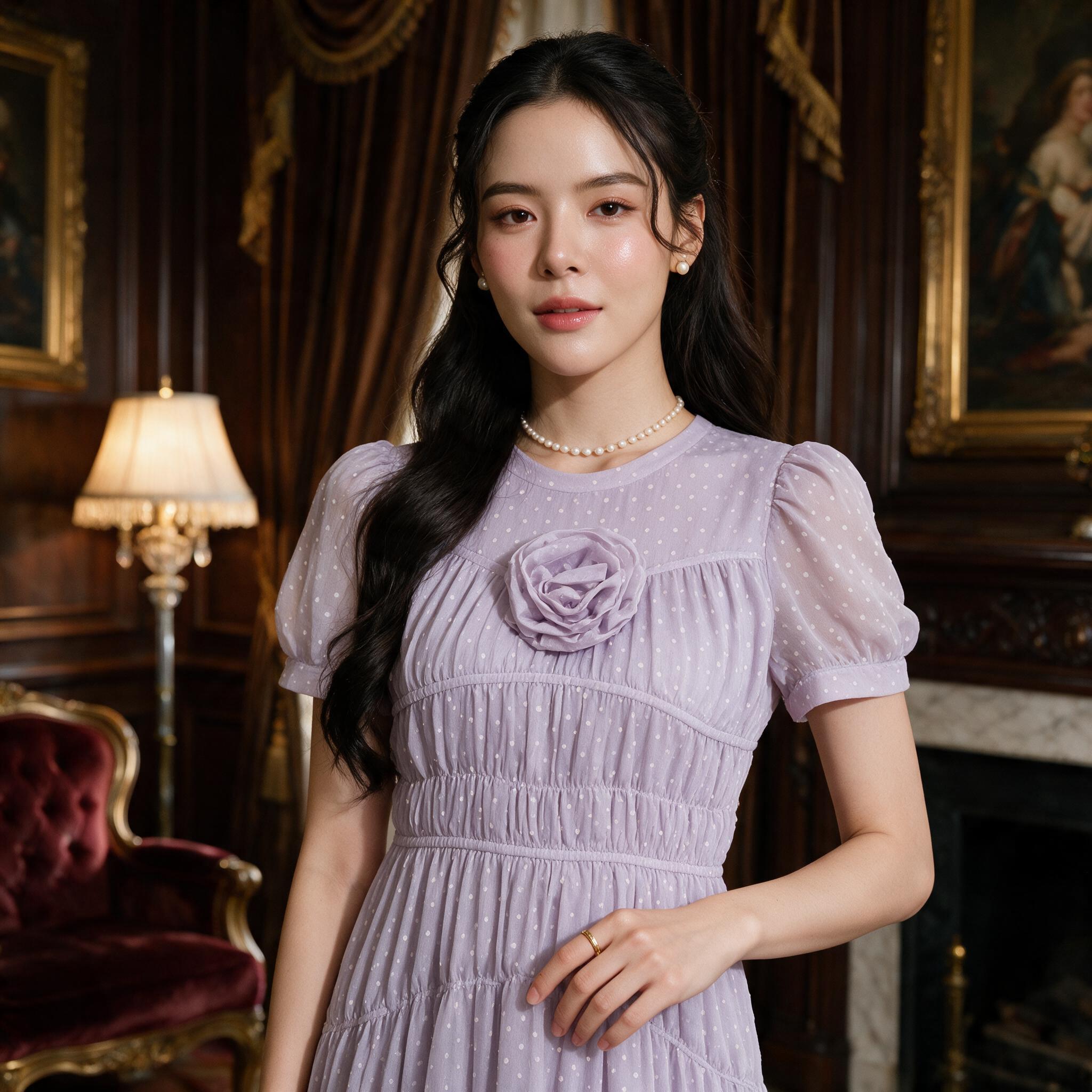 LOVE HWA MAXI DRESS เดรสยาว ผ้าชีฟอง ชุดออกงาน ชุดไปงานแต่ง - รายละเอียดผ้าและงานตัดเย็บ