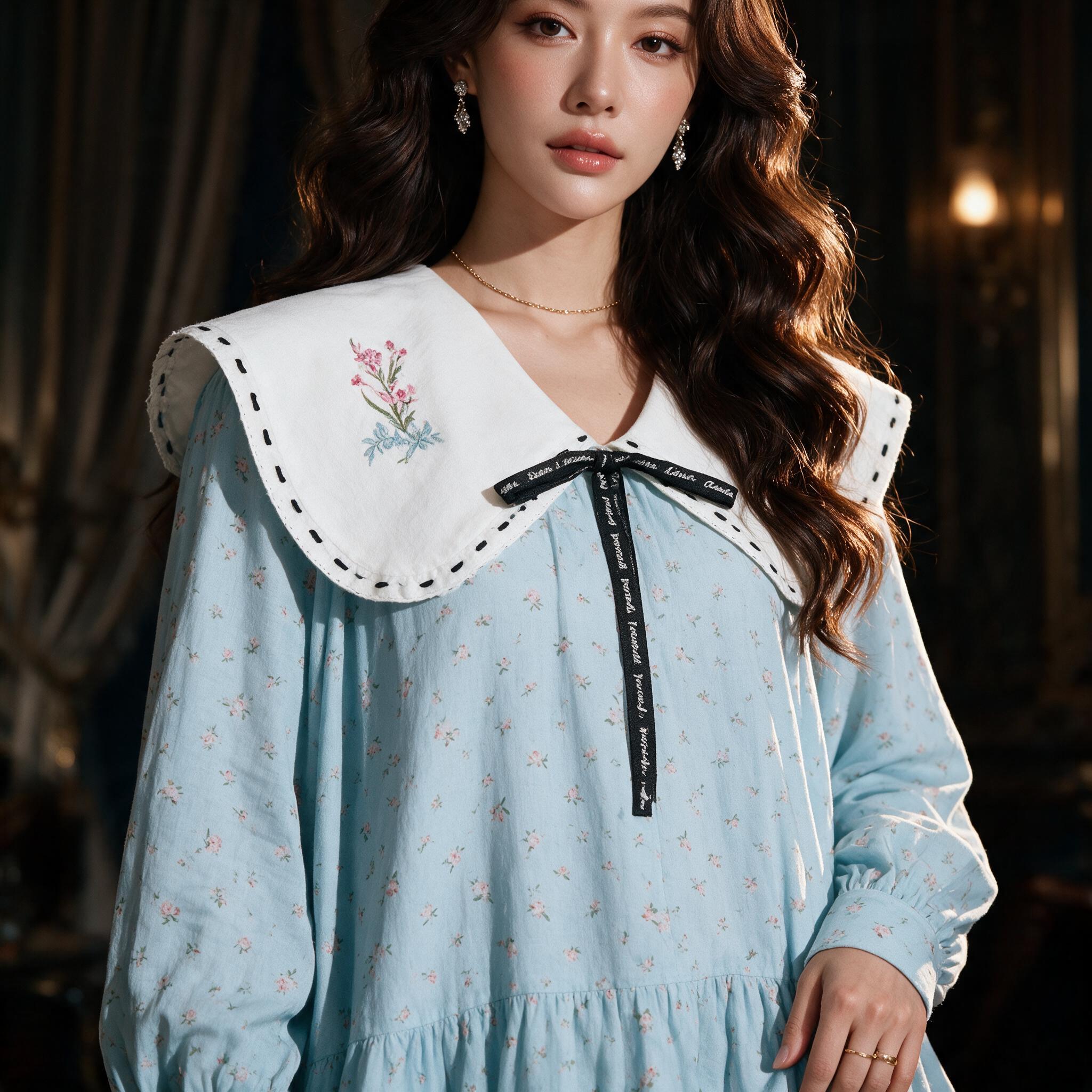 BERRY VALLEY MAXI DRESS เดรสยาว แขนยาว ชุดเดรสยาว ลายดอกไม้ - รายละเอียดผ้าและงานตัดเย็บ