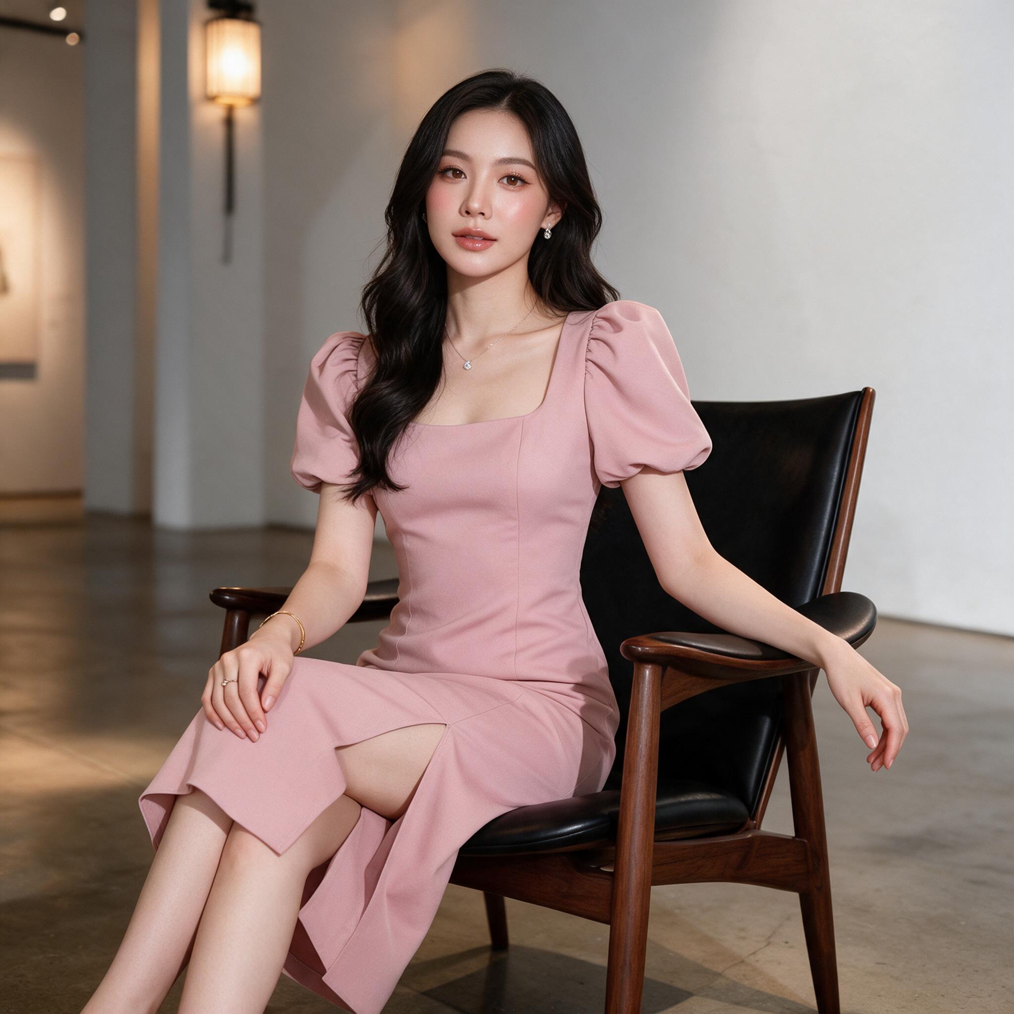 � 'Rivalry Dress ' -  เดรสผ่าหน้าแขนบอลลูน เดรสคอเหลี่ยม