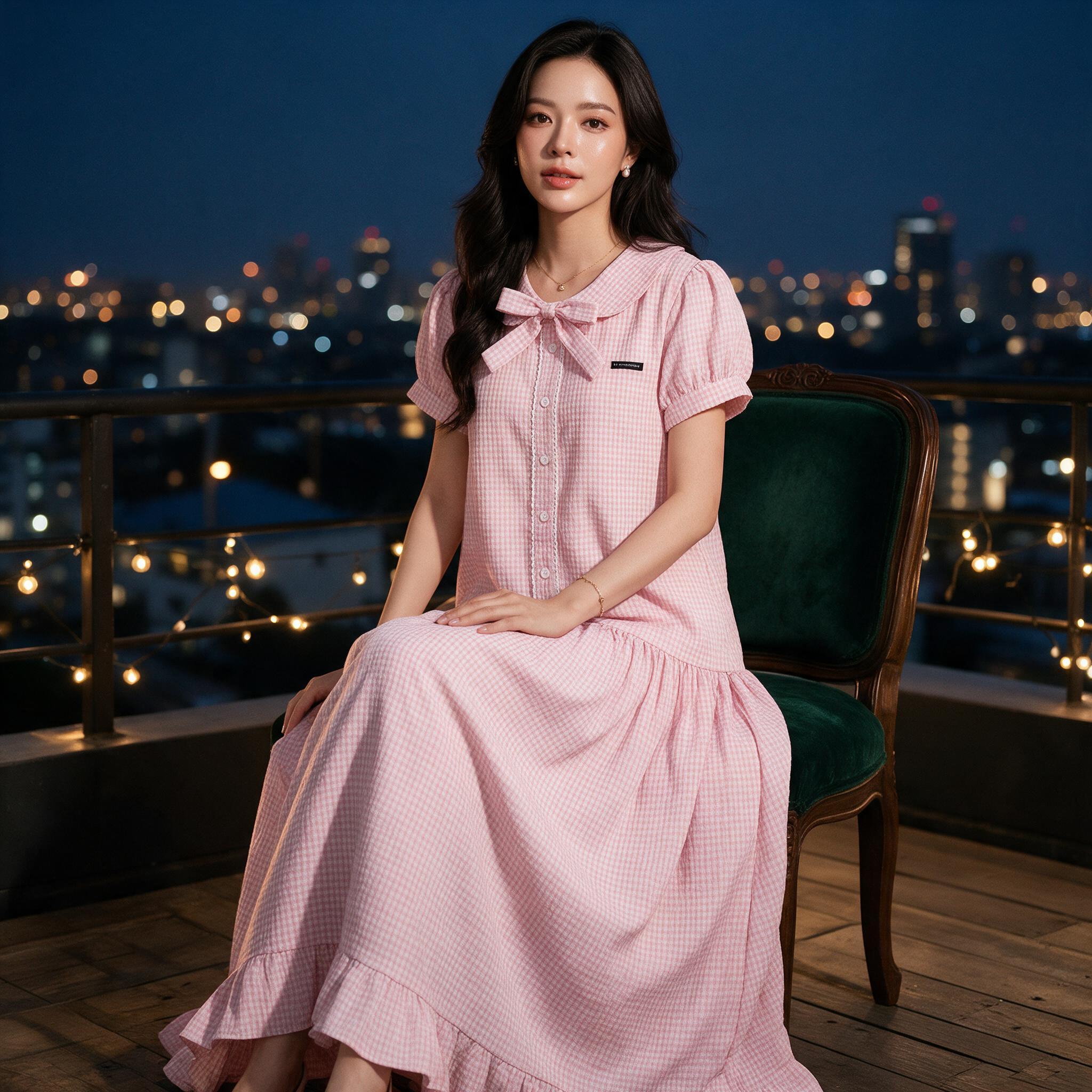 BABY GRACIE MAXI DRESS เดรสยาวลายสก็อต, ชุดเดรสคุณหนู,