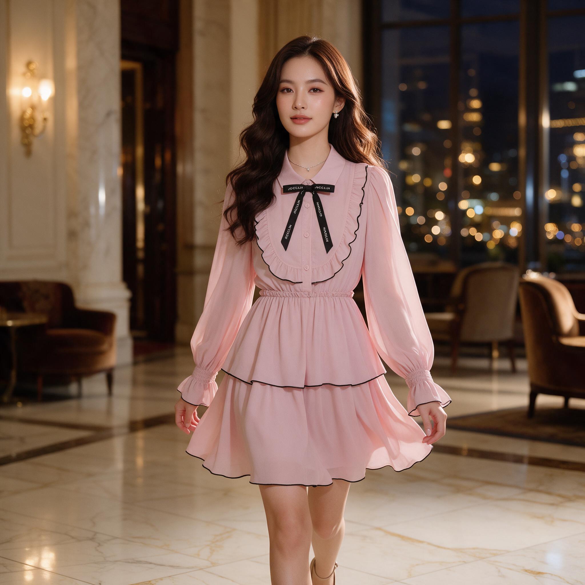 BELLO ROSIE MINI DRESS  เดรสสั้น ชุดออกงาน ดีเทลระบายรอบอก
