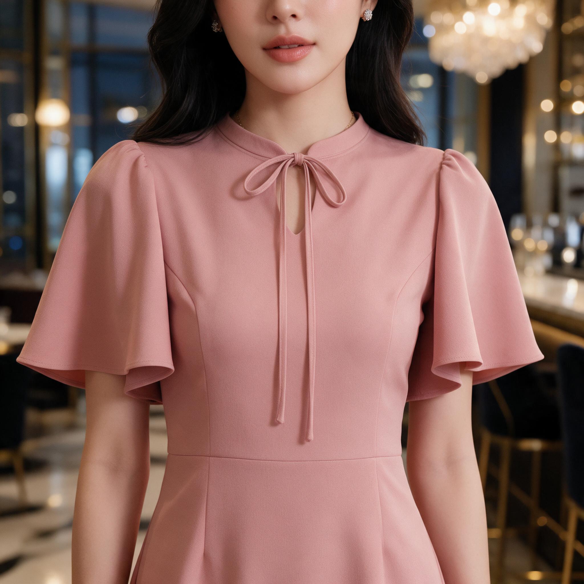 Zevalyn - Peony Dress ชุดออกงาน ชุดใส่ไปเที่ยว - รายละเอียดผ้าและงานตัดเย็บ