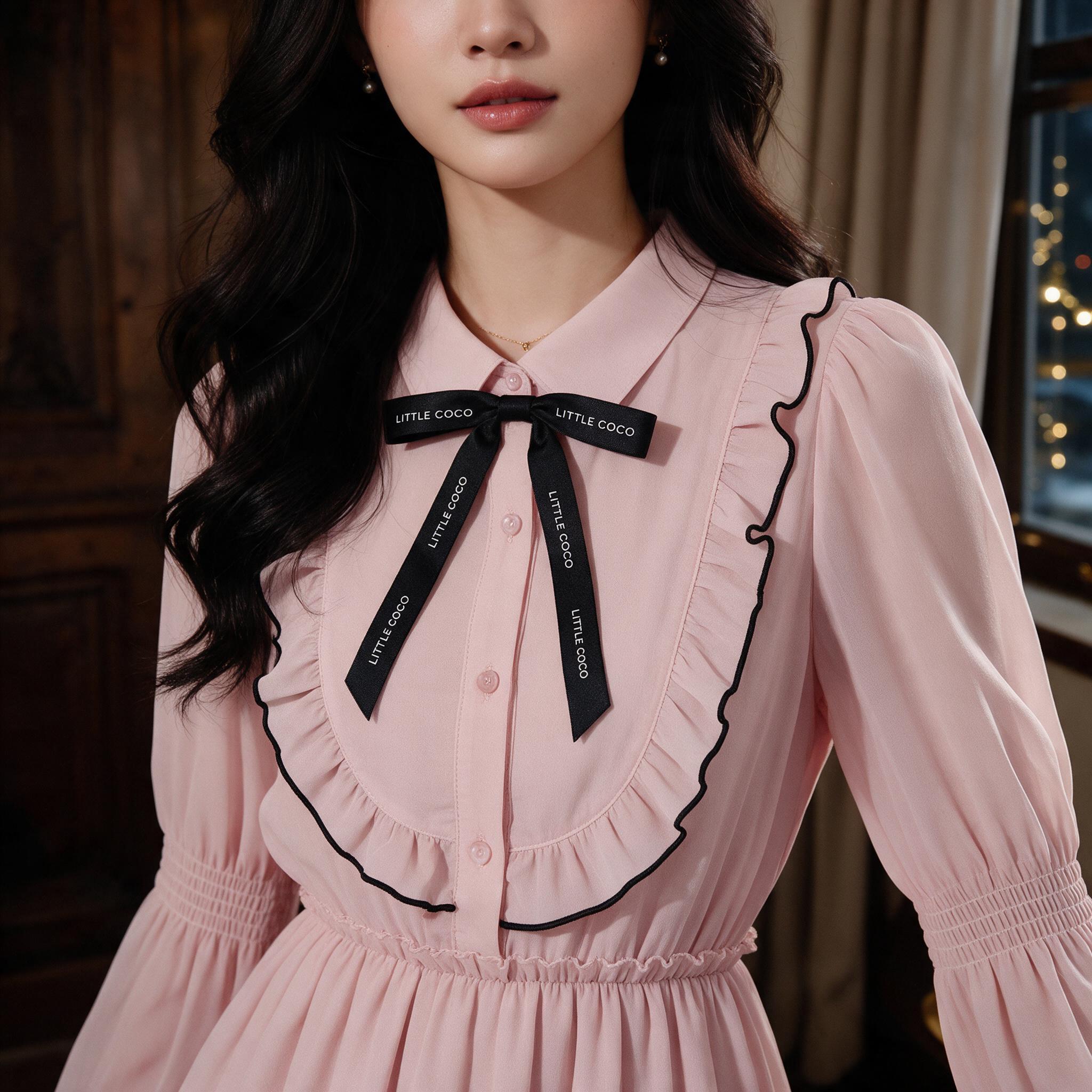 BELLO ROSIE MINI DRESS  เดรสสั้น ชุดออกงาน ดีเทลระบายรอบอก - รายละเอียดผ้าและงานตัดเย็บ