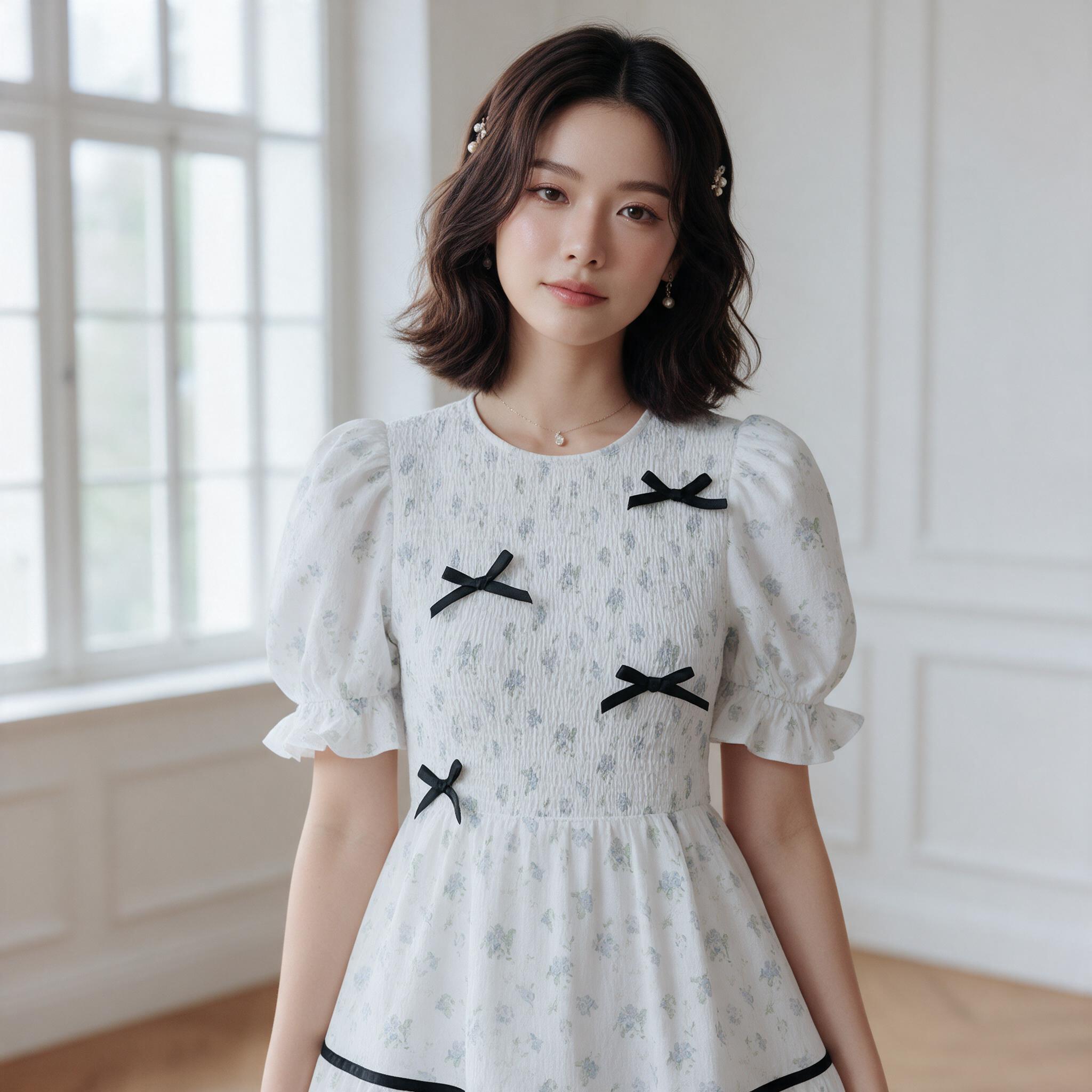DUCHESS OF HEAVEN MIDI DRESS เดรสยาวเรียบหรู คอกลมใส่ง่าย - รายละเอียดผ้าและงานตัดเย็บ