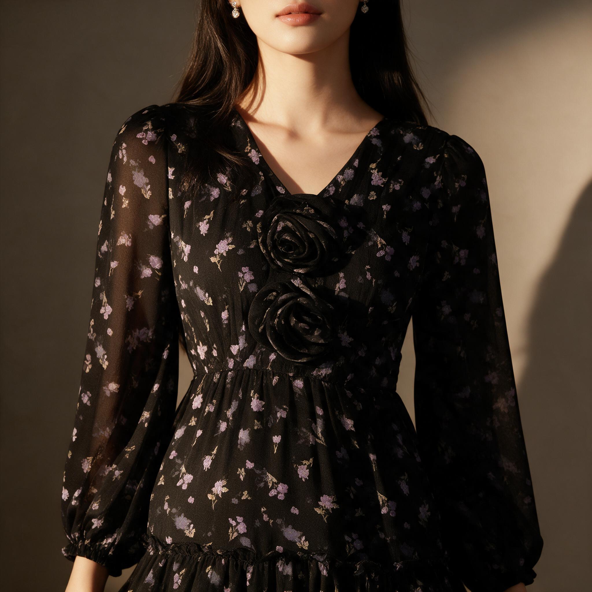 LADY ROMANCE MIDI DRESS เดรสยาวสุดคิวต์ เดรสออกงาน - รายละเอียดผ้าและงานตัดเย็บ