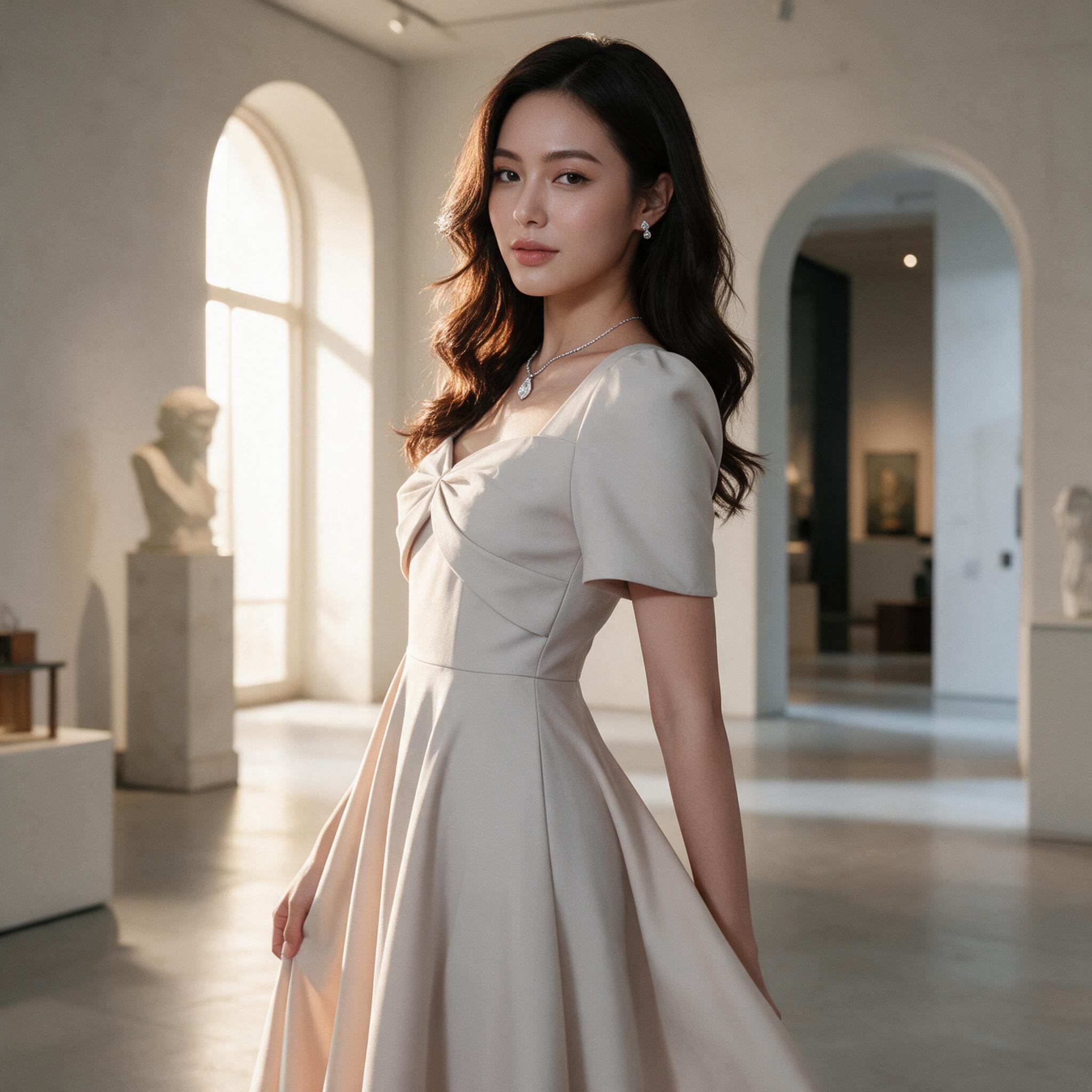 แขนสั้น กระโปรงบานสไตล์เกาหลี ชุดไปงานแต่ง ชุดออกงาน - ลุคใส่จริง