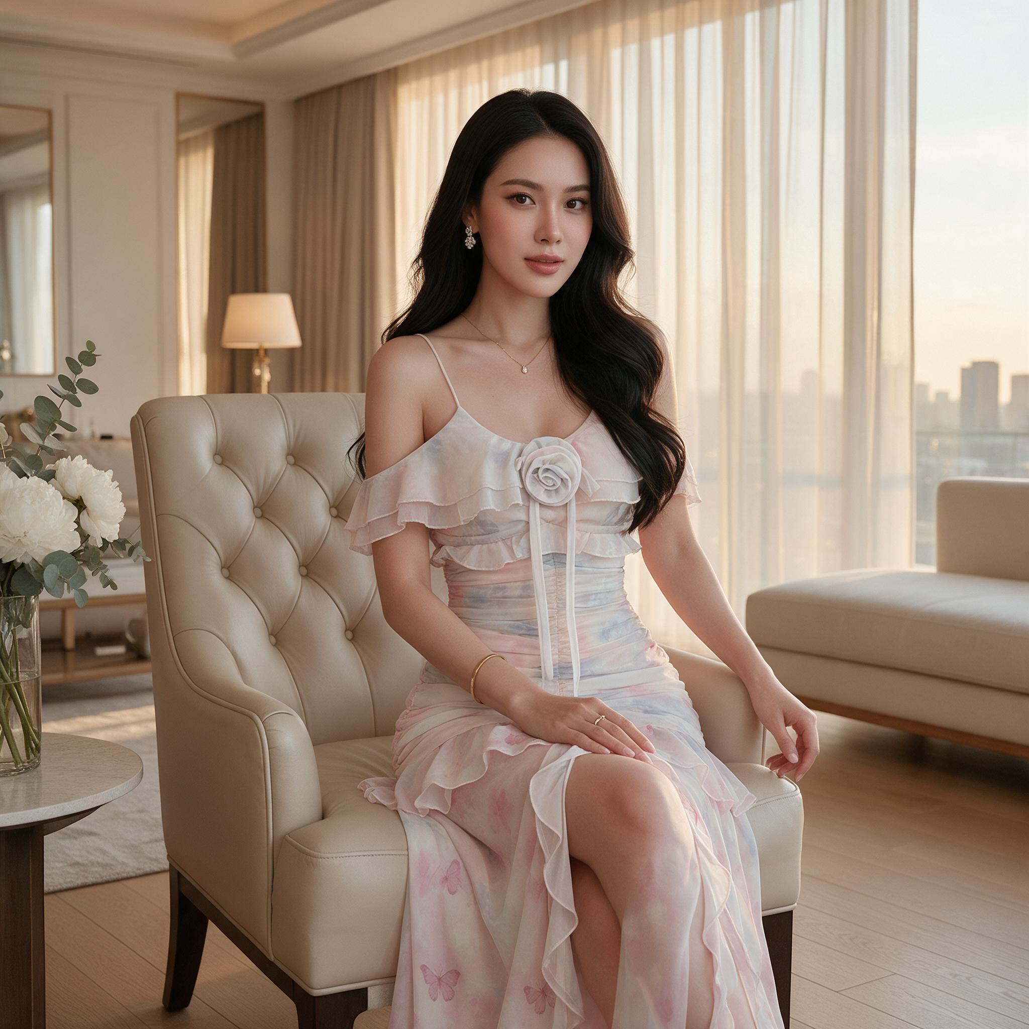 ชุดเดรสผ้าชีฟอง : VG205 ชุดไปงานแต่ง ชุดราตรียาว ชุดออกเดท - ลุคใส่จริง