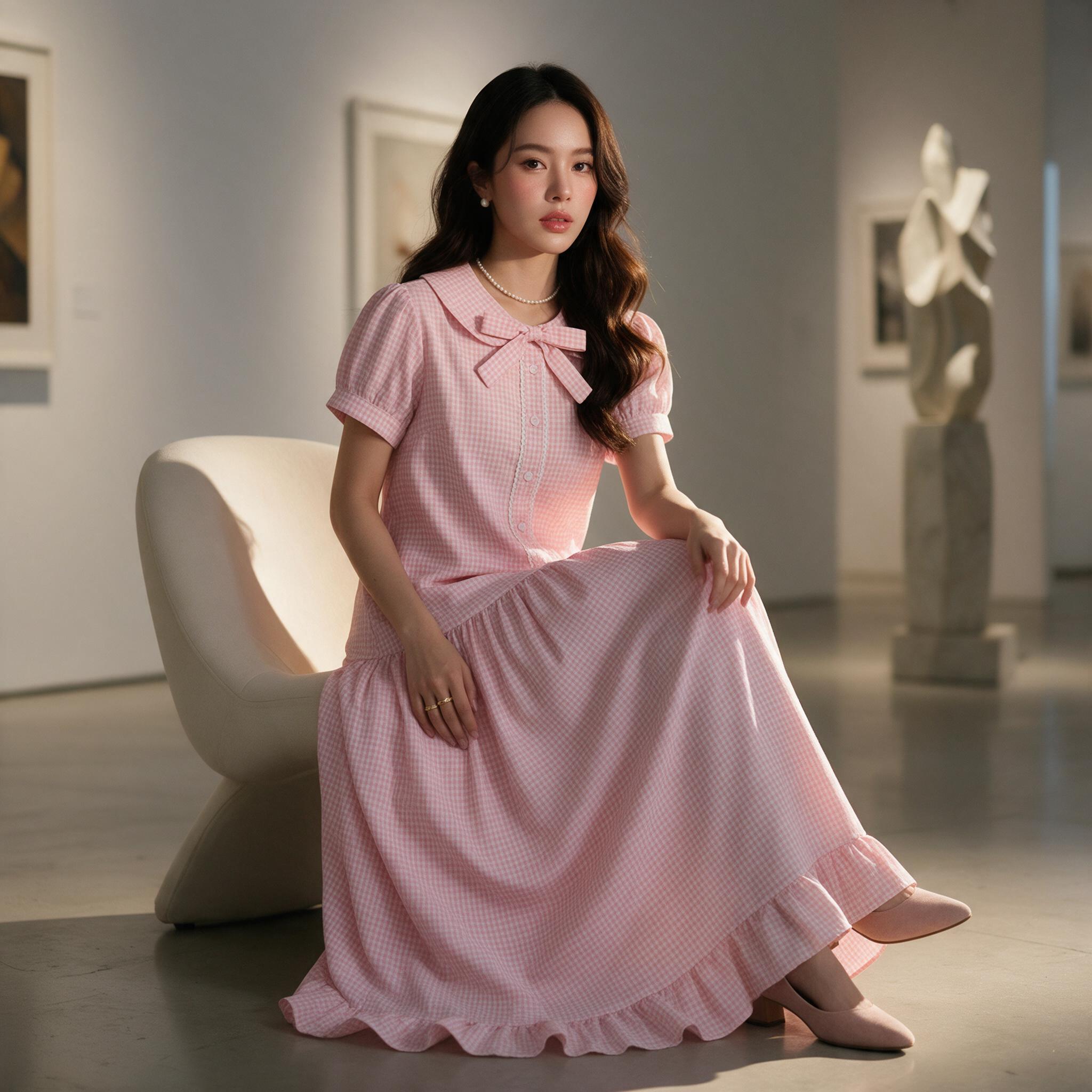 BABY GRACIE MAXI DRESS เดรสยาวลายสก็อต, ชุดเดรสคุณหนู, - ลุคใส่จริง