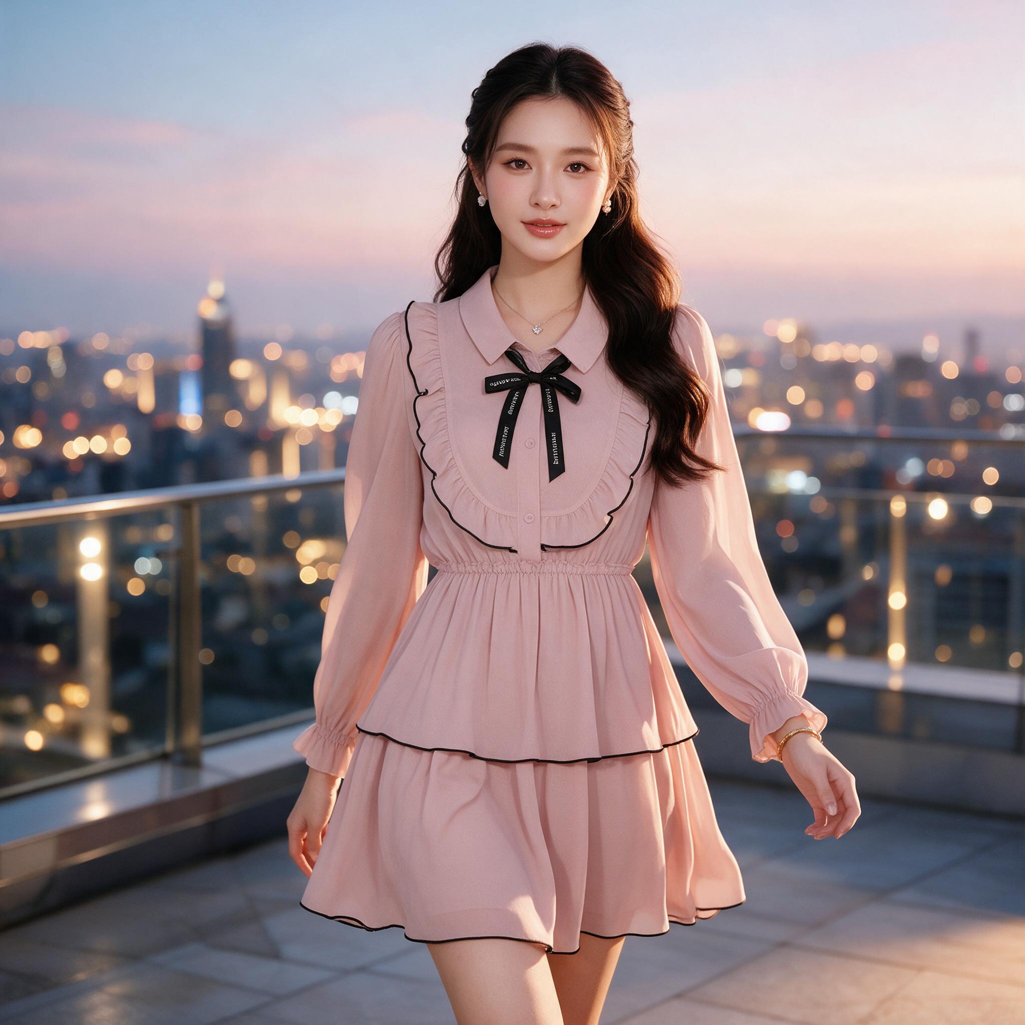 BELLO ROSIE MINI DRESS  เดรสสั้น ชุดออกงาน ดีเทลระบายรอบอก - ลุคใส่จริง