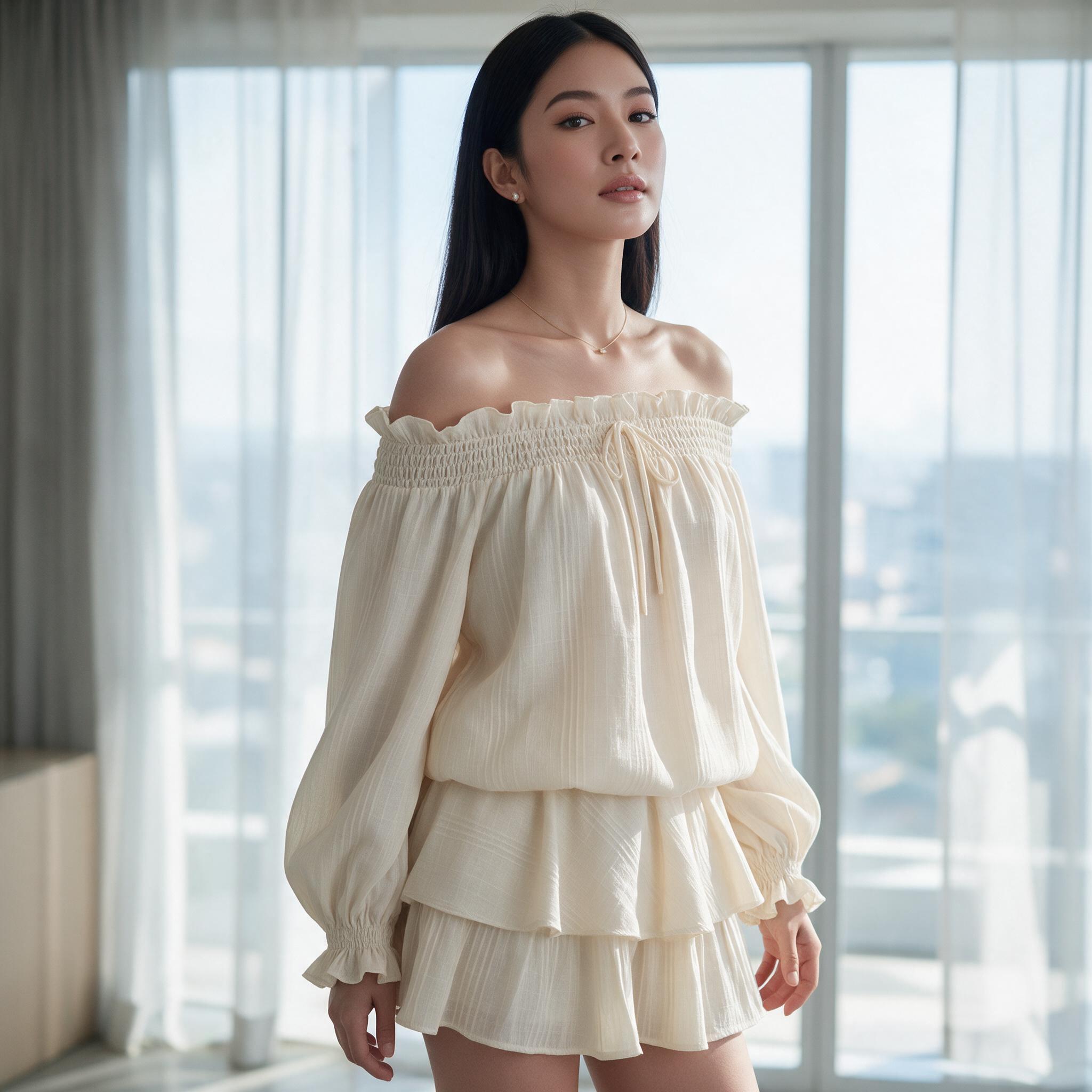 𝐂𝐇𝐀𝐑𝐌𝐈𝐍𝐆 𝐃𝐑𝐄𝐒𝐒 🫧🥨ชุดเดรสเสื้อปาดไหล่งานกระโปร - ลุคใส่จริง