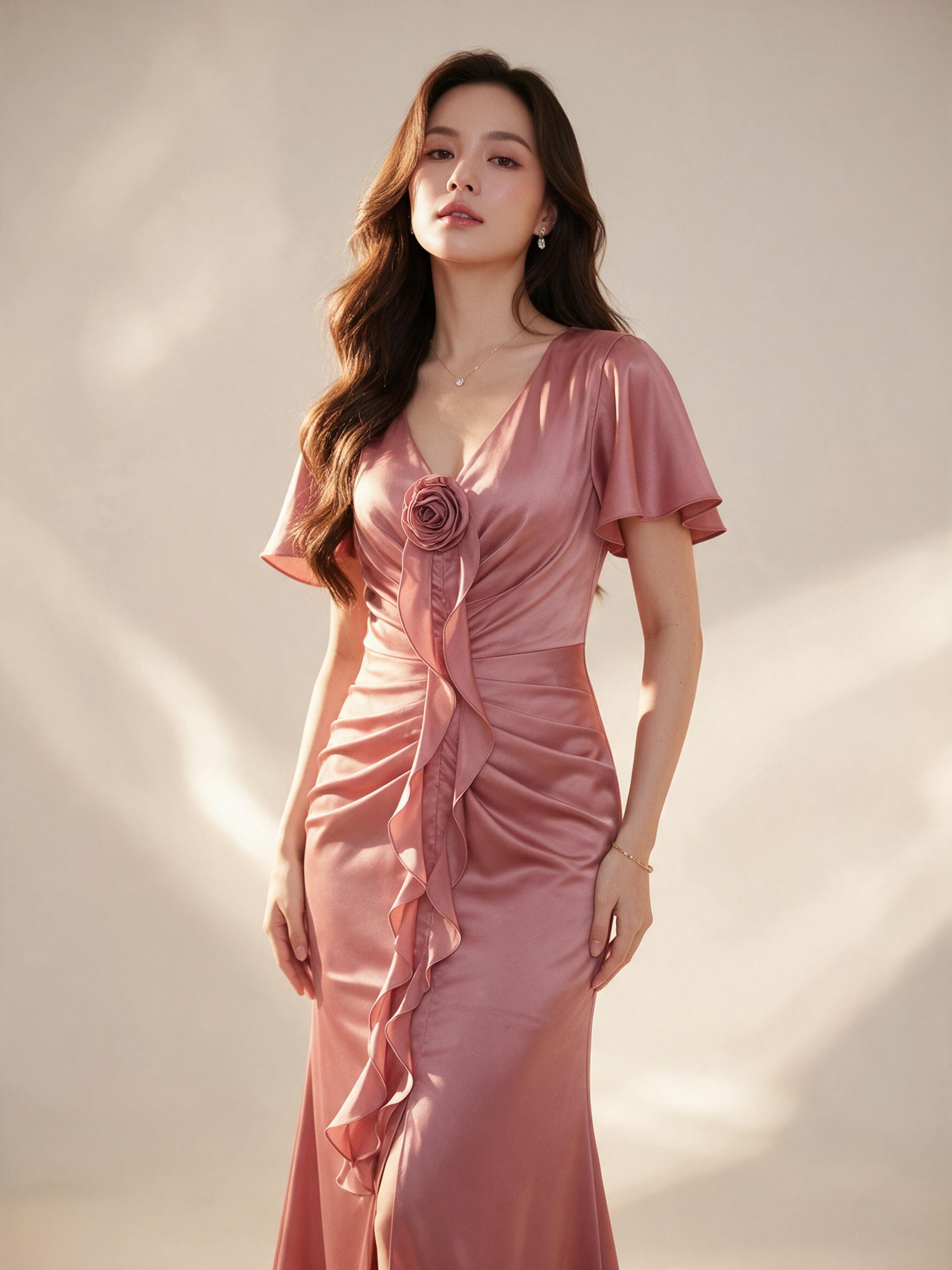 เดรสออกงาน ชุดไปงานแต่ง  ชุดเพื่อนเจ้าสาวs m l xl 2xl 3xl - ลุคใส่จริง