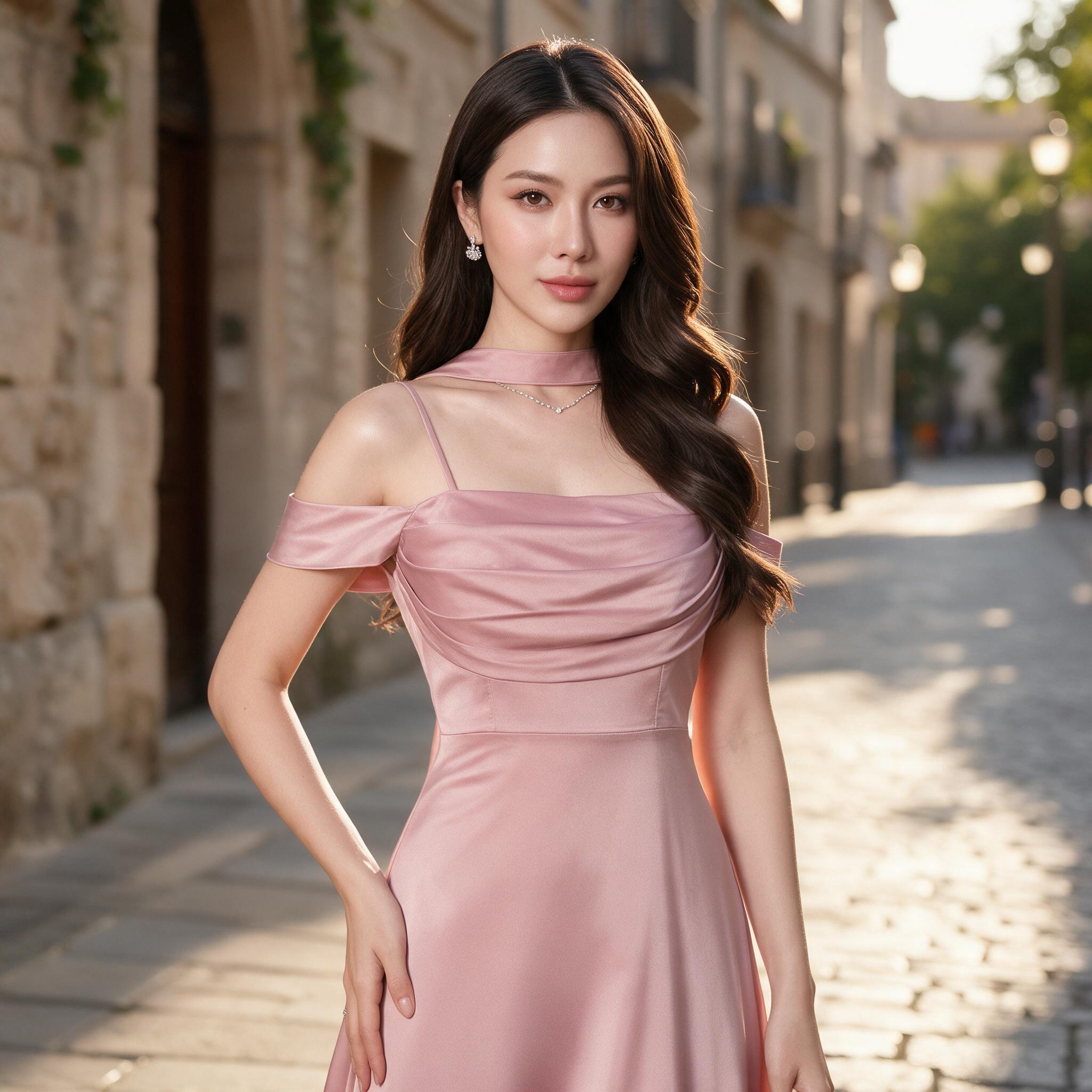 ชุดเพื่อนเจ้าสาว ชุดเดรสออกงานสาวอวบ MAYA G144 - ลุคพอร์ตเทรต