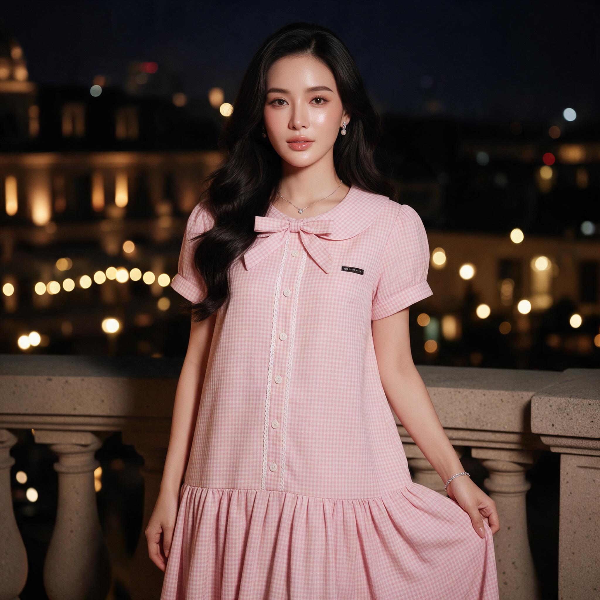 BABY GRACIE MAXI DRESS เดรสยาวลายสก็อต, ชุดเดรสคุณหนู, - ลุคพอร์ตเทรต