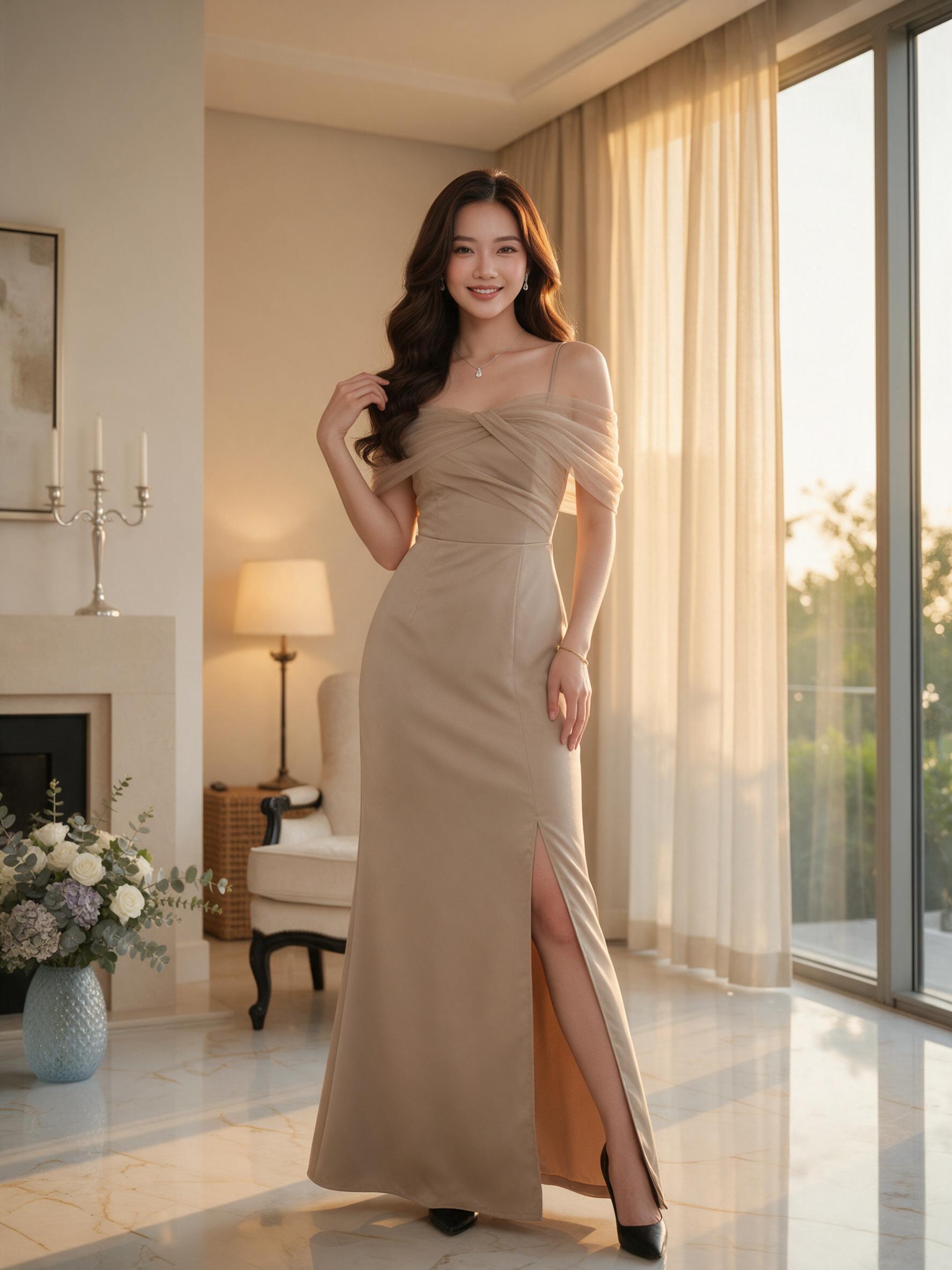 ชุดไปงาน s-2xlชุดเดรสออกงานเปิดไหล่แต่งระบายพร้อมสายเดี่ยว2ข