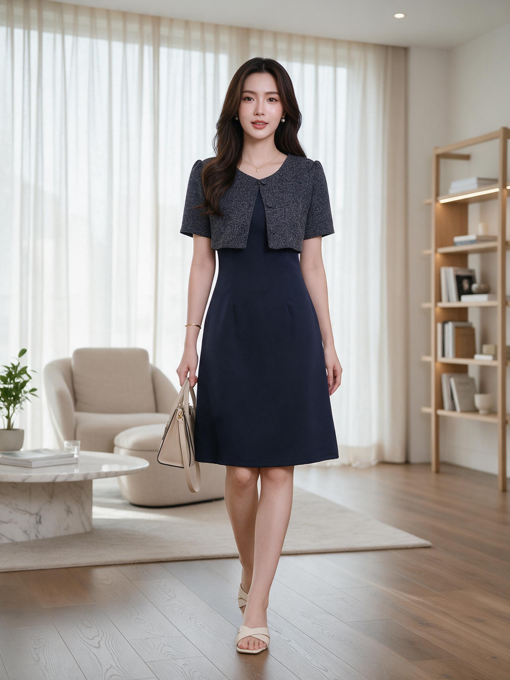 Raynie dress - ชุดเดรสทำงาน ชุดทำงานผู้หญิง เดรสยาว