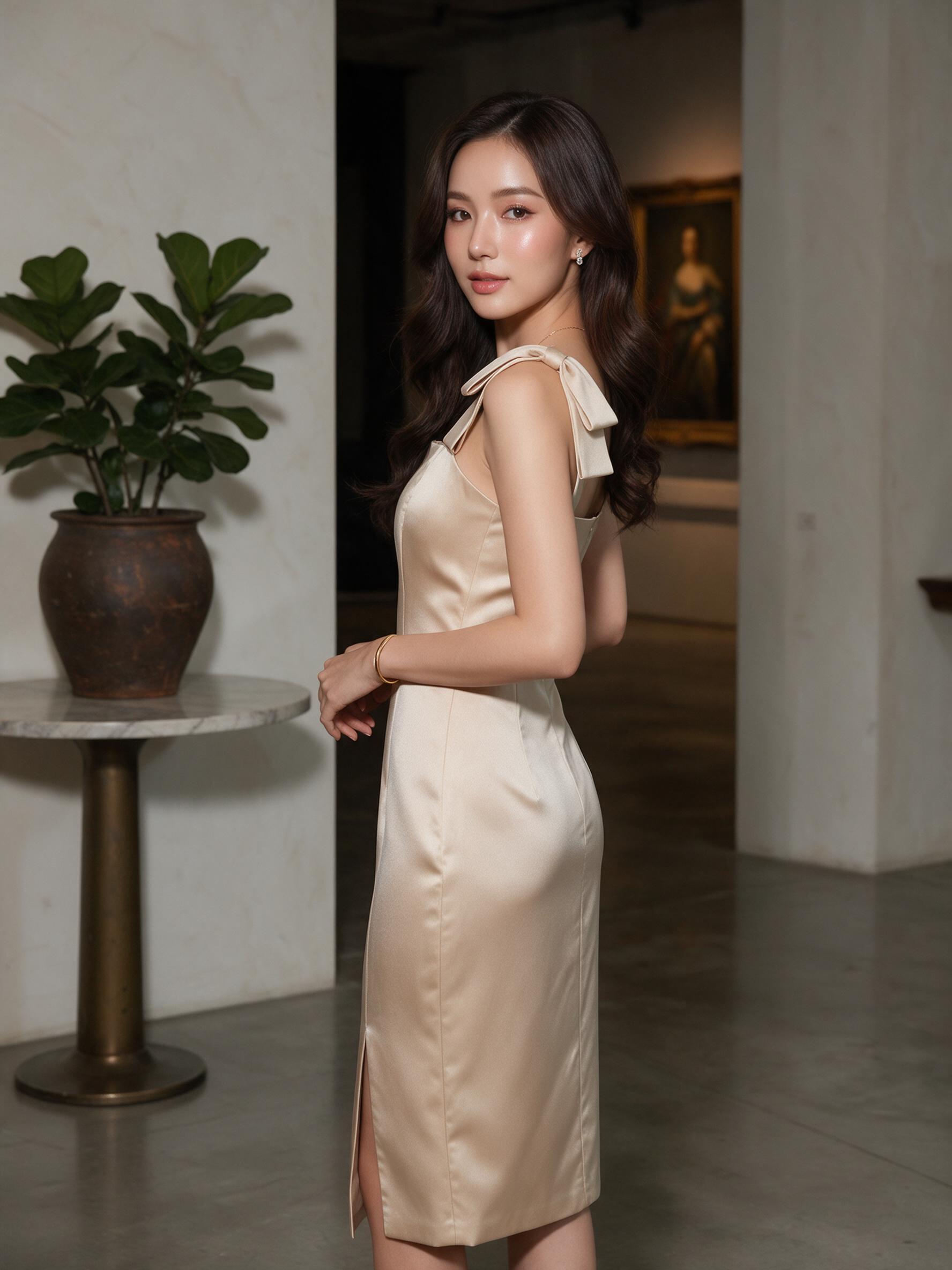 เดรสสั้นออกงาน ชุดเดรสแต่งโบว์ไหล่ 2 ด้าน เสริมอก ซับเต็มตัว