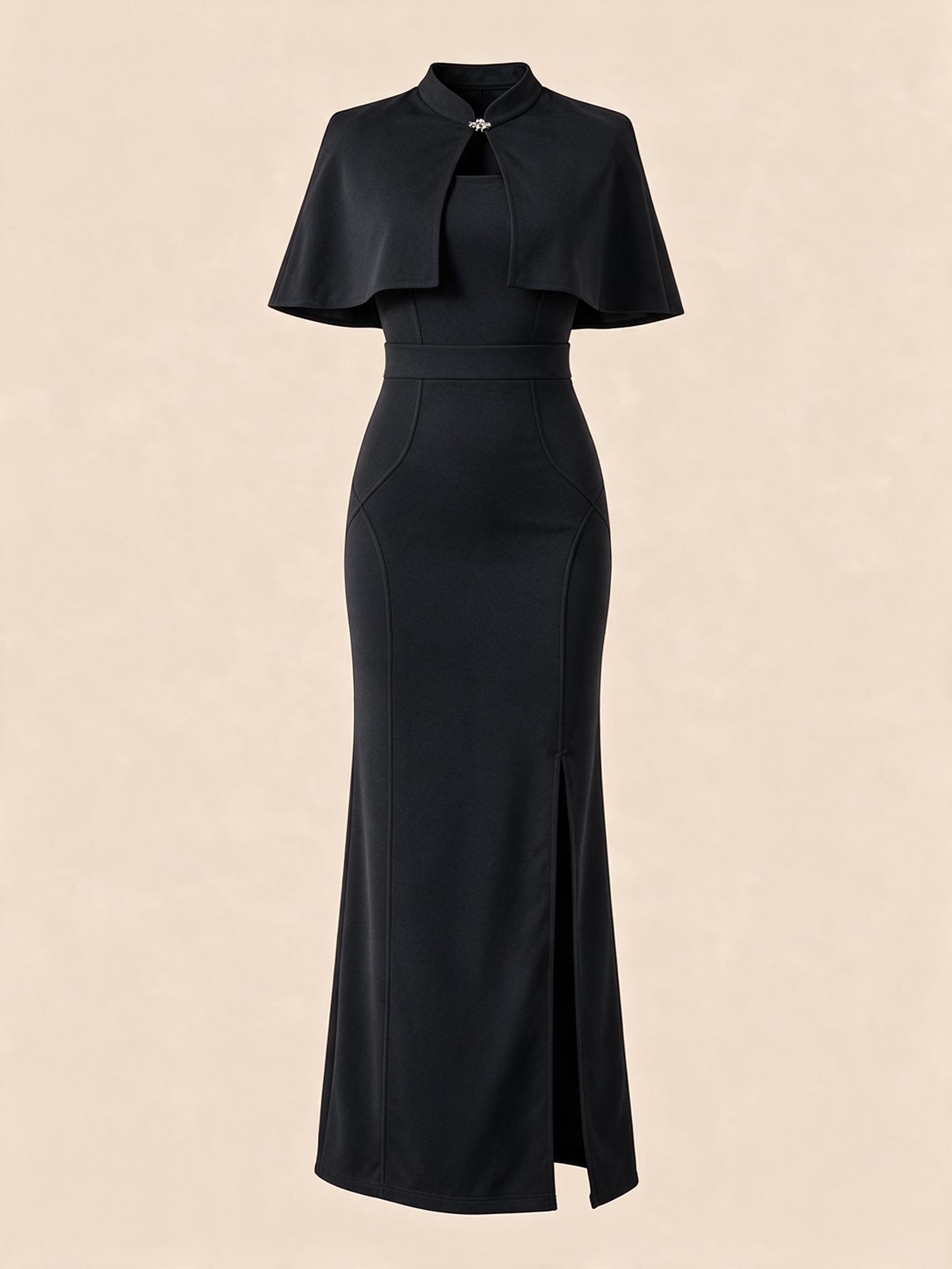 คอจีน งานพิธีการ รับรางวัล ผ้าคลุมบ่าถอดได้ ชุดออกงานทางการ