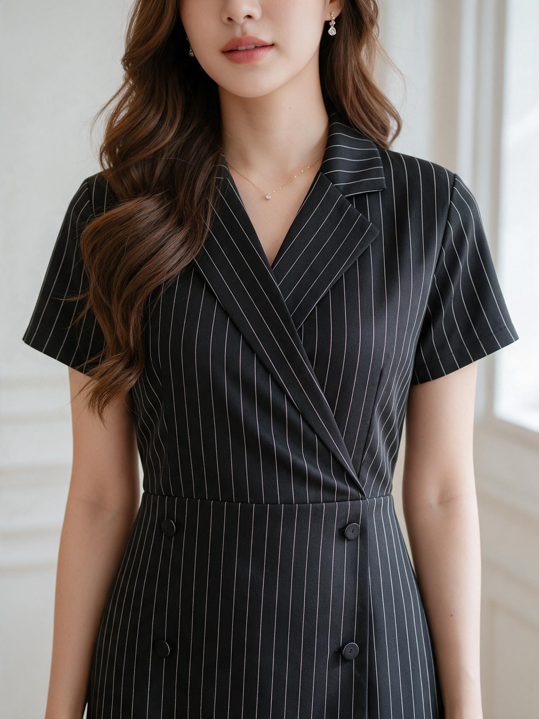 Tori dress - ชุดเดรสทำงาน ชุดทำงานผู้หญิง เดรสคอปก - รายละเอียดผ้าและงานตัดเย็บ