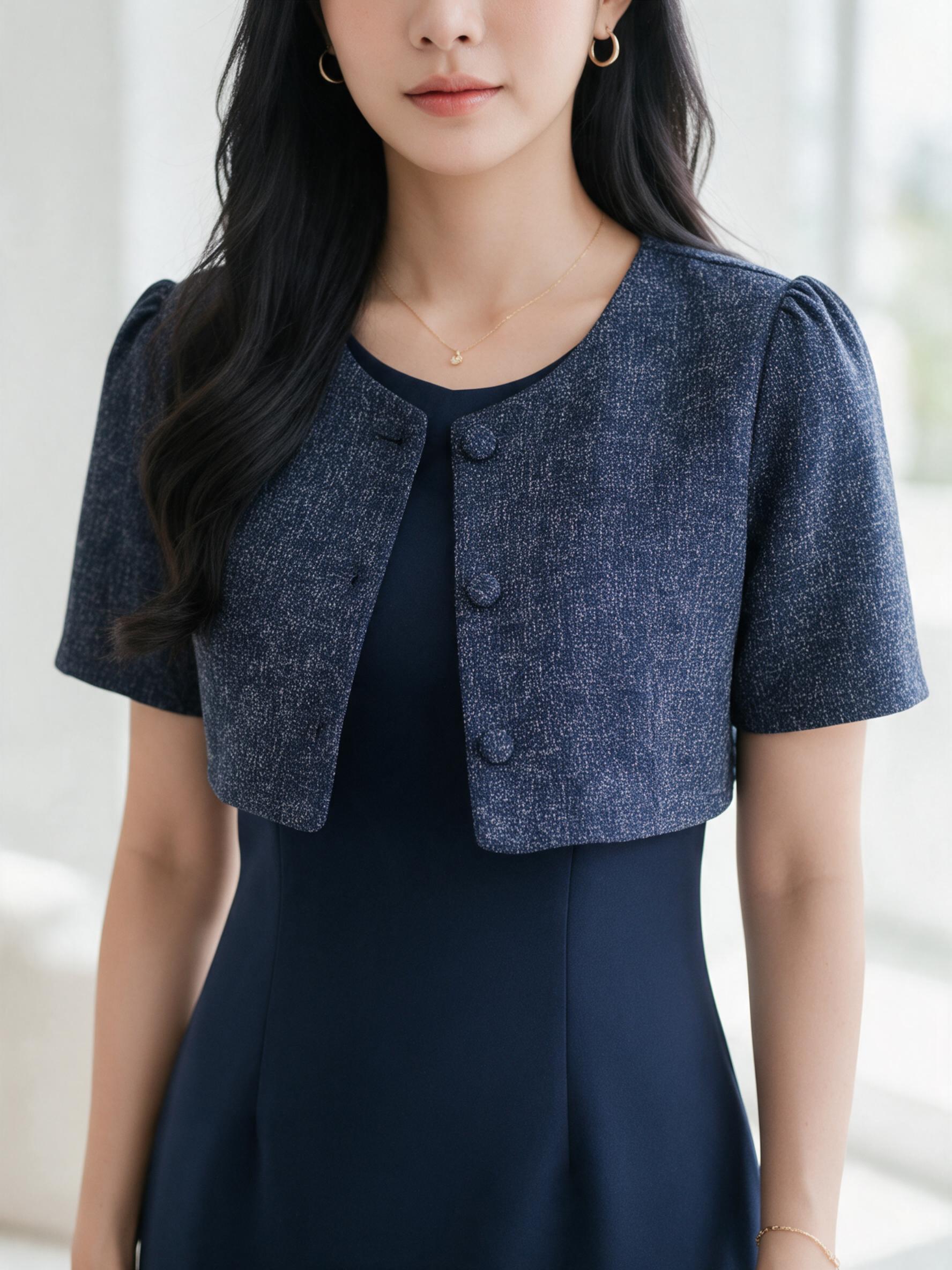 Raynie dress - ชุดเดรสทำงาน ชุดทำงานผู้หญิง เดรสยาว - รายละเอียดผ้าและงานตัดเย็บ