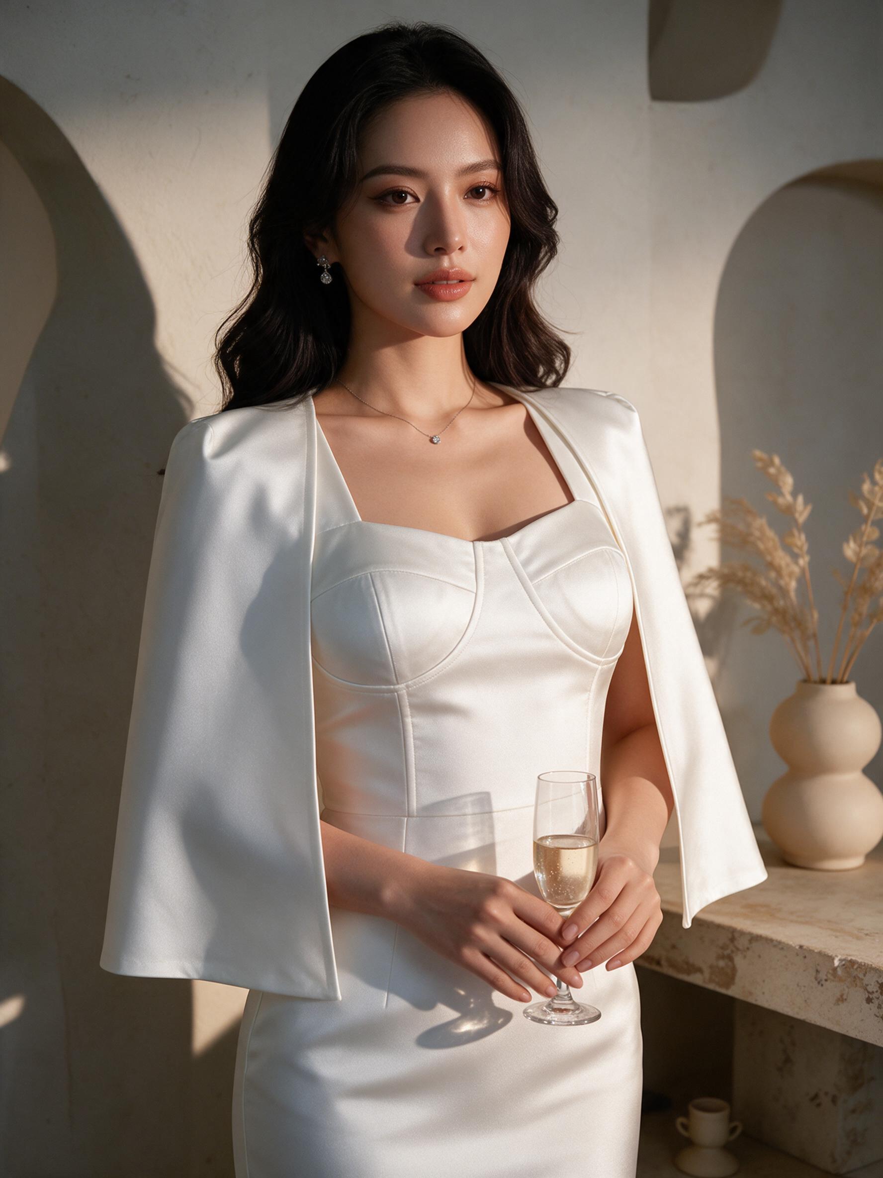 [Issaya Brand]สวยหรูแบบสาว Whizdom Dress เดรสคลุมแขน - รายละเอียดผ้าและงานตัดเย็บ
