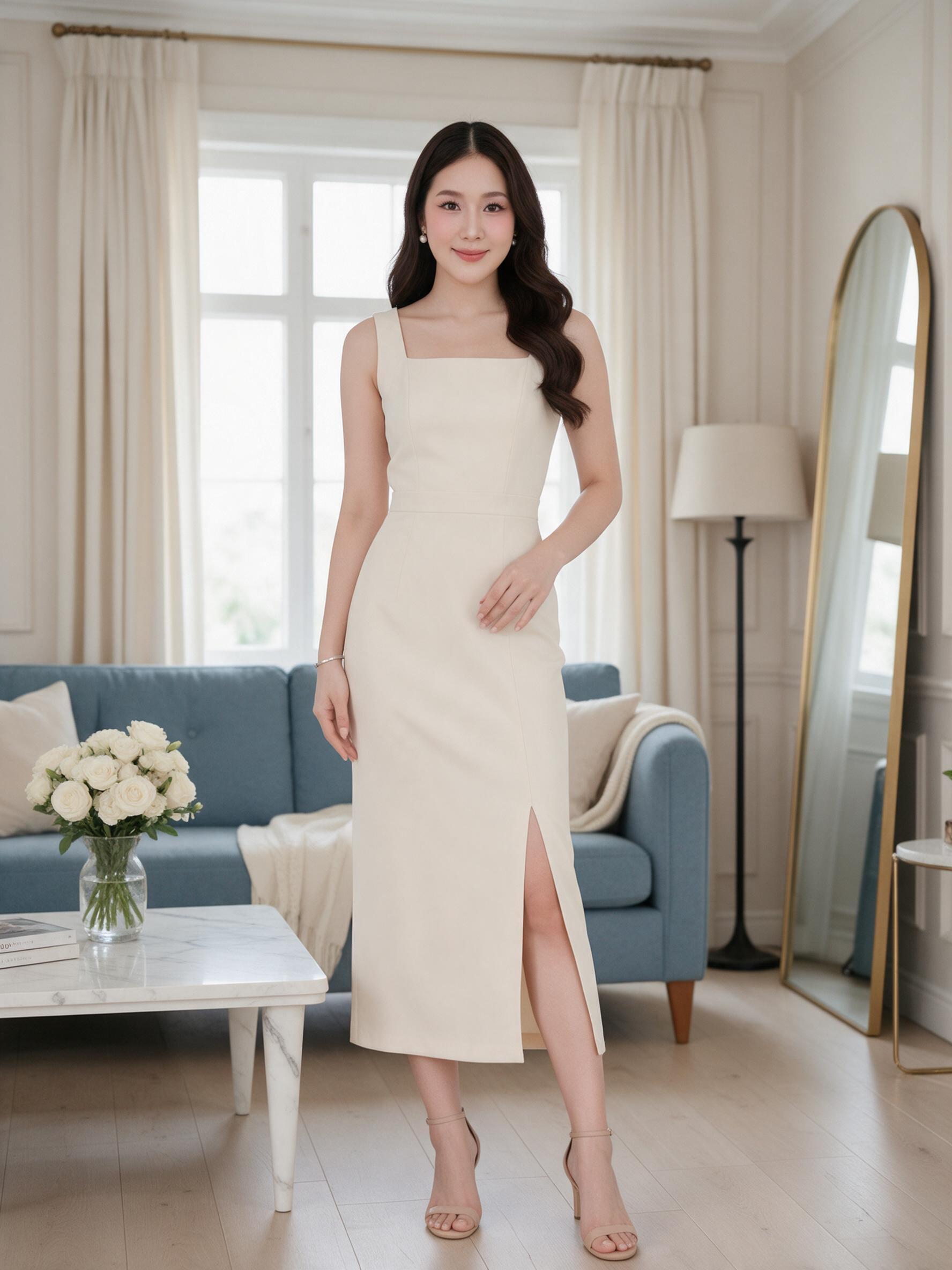 คอจีน งานพิธีการ รับรางวัล ผ้าคลุมบ่าถอดได้ ชุดออกงานทางการ - ลุคใส่จริง