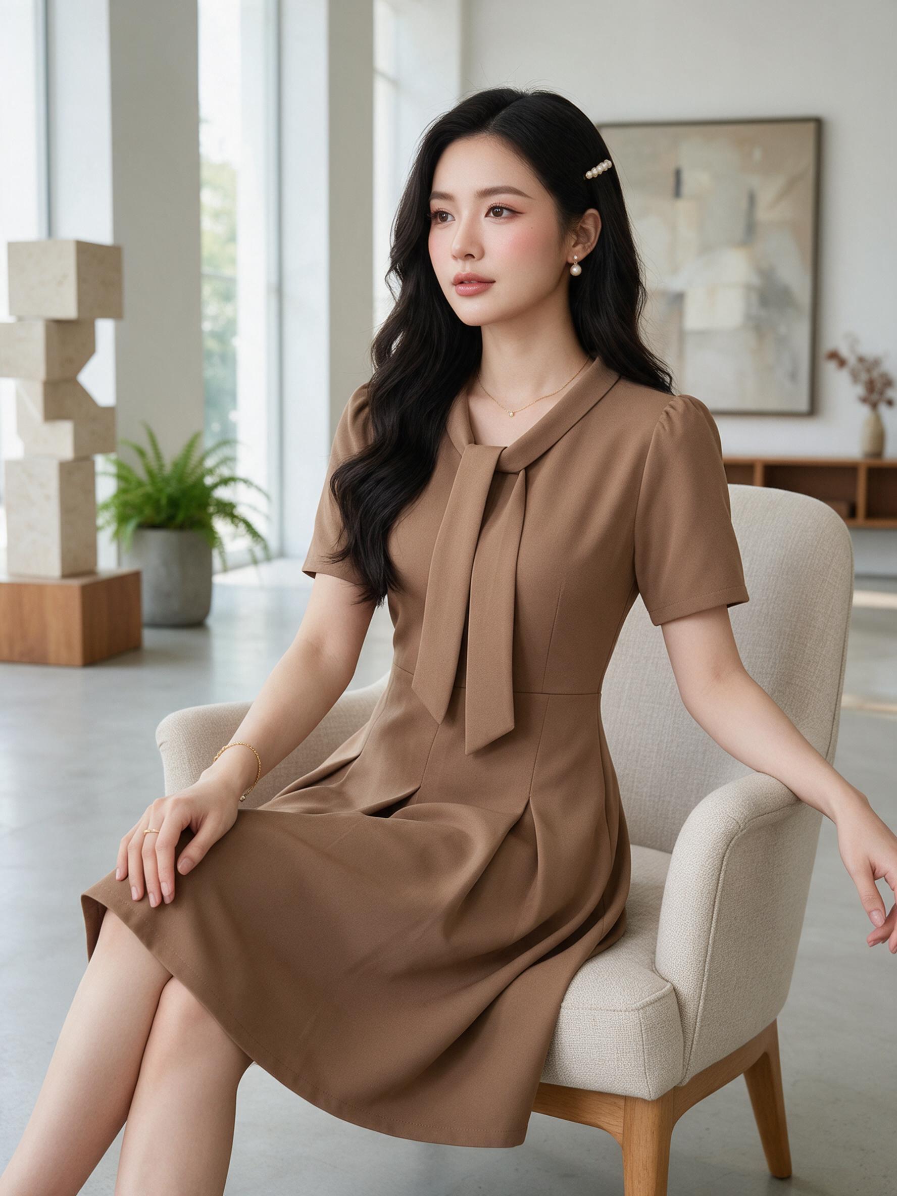 My ada dress - ชุดเดรสทำงาน ชุดทำงานผู้หญิง เครสคอไทด์ - ลุคใส่จริง