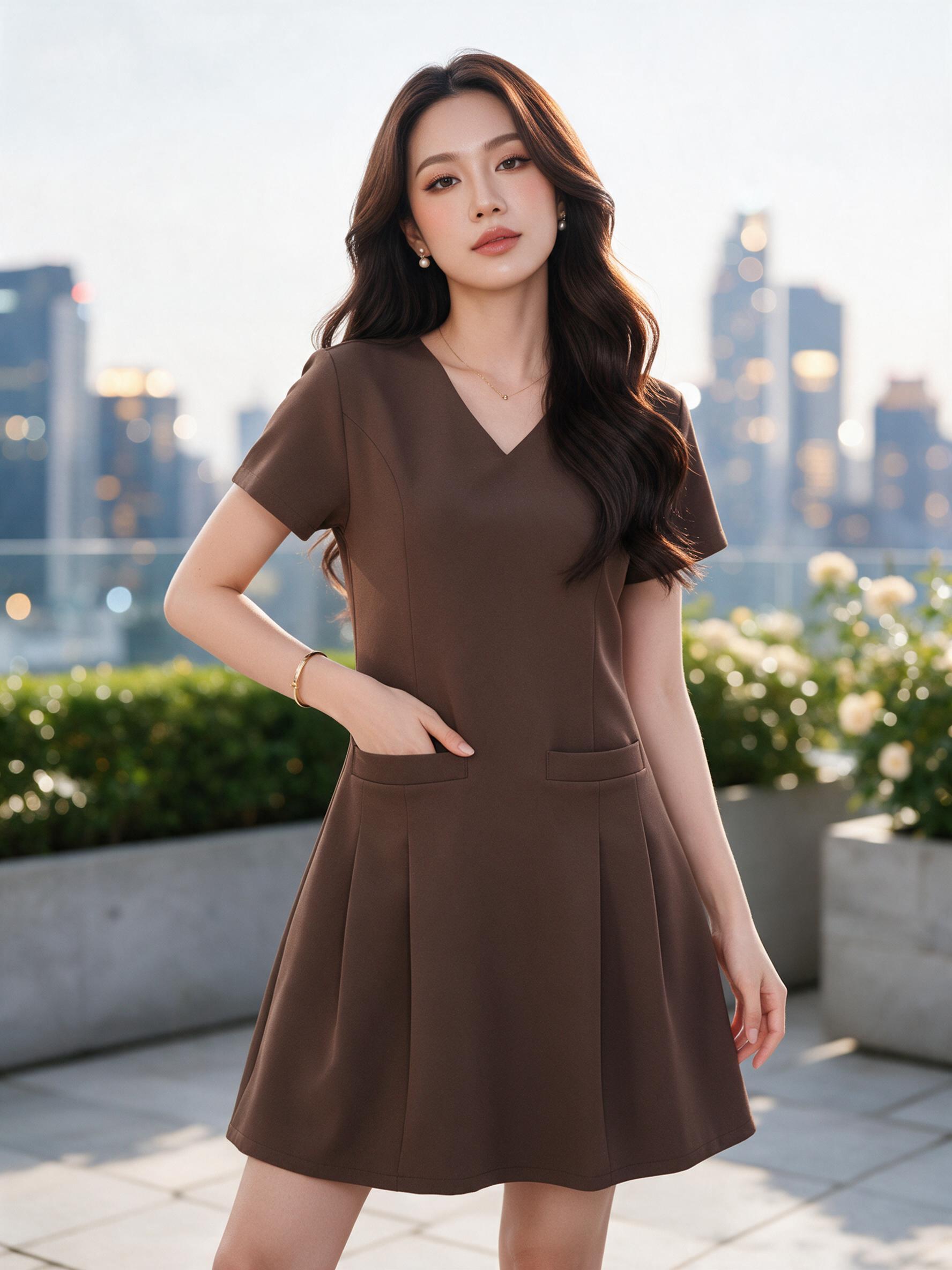 Barry dress - ชุดเดรสทำงาน ชุดทำงานผู้หญิง เดรสมีกระเป๋า - ลุคใส่จริง