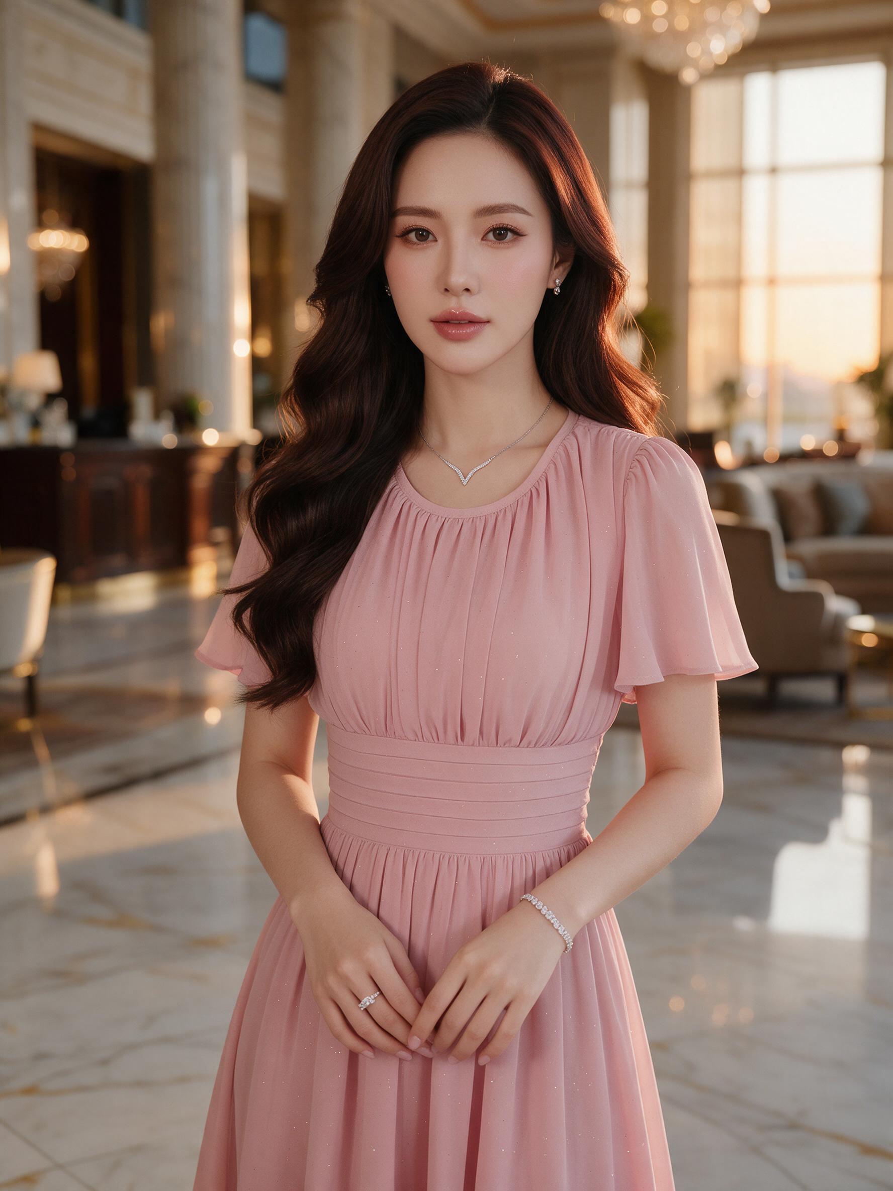 Dressglitterชีฟอง คอปีน ตีเกร็ดเอว กระโปรงบาน  ชุดไปงานแต่ง - ลุคพอร์ตเทรต