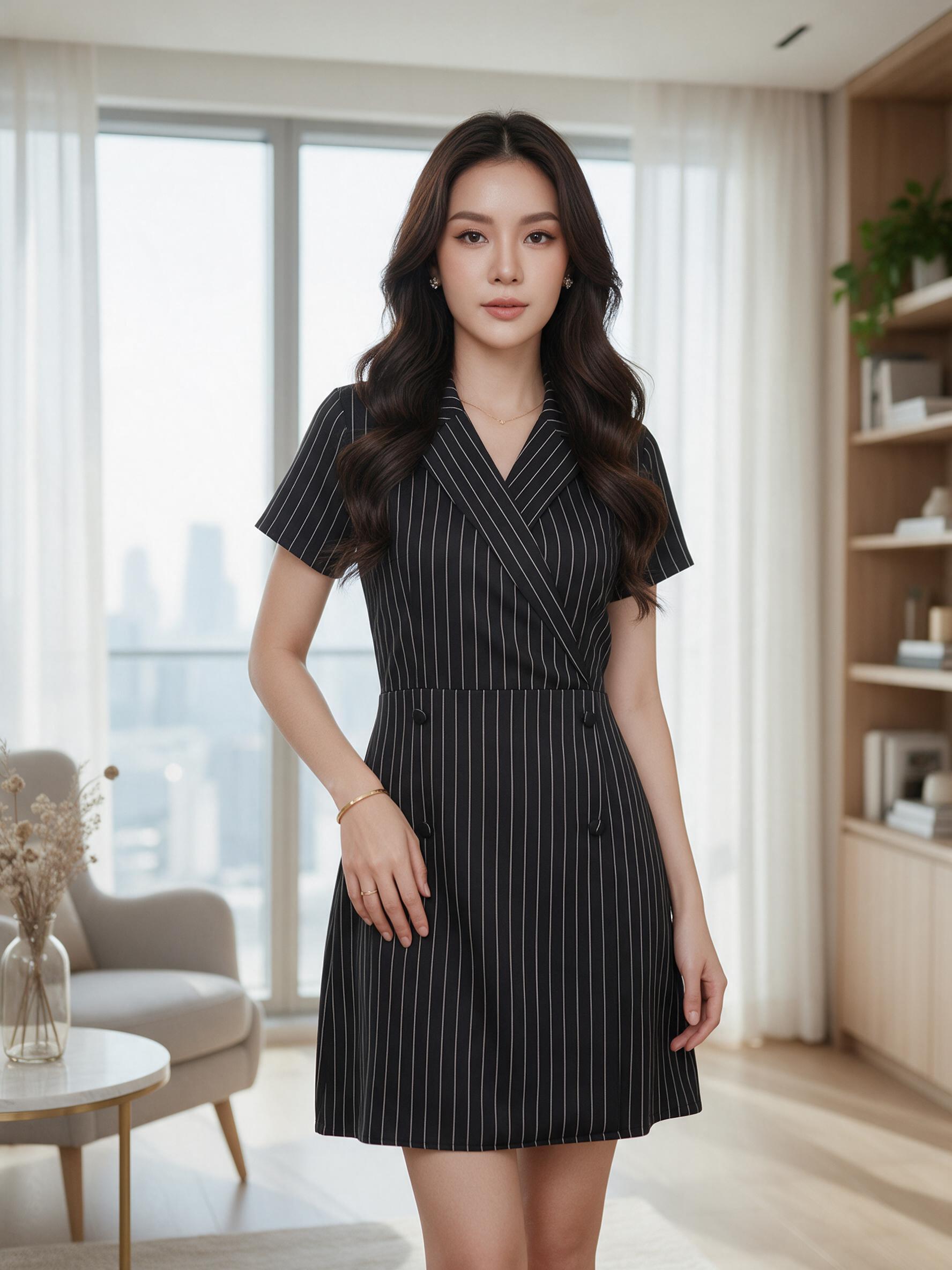 Tori dress - ชุดเดรสทำงาน ชุดทำงานผู้หญิง เดรสคอปก - ลุคพอร์ตเทรต