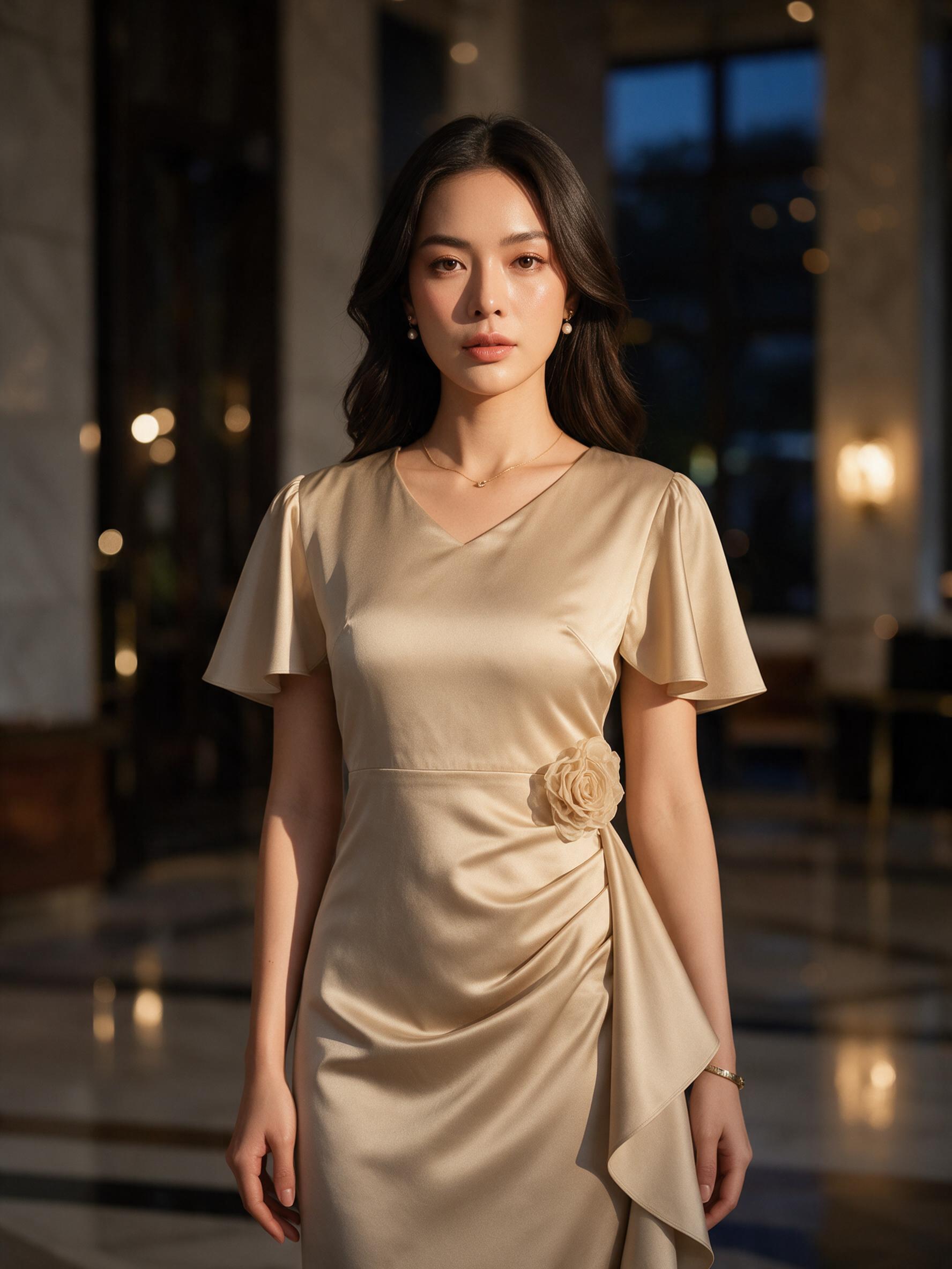 ชุดเดรสออกงาน ชุดสาวอวบไปงาน เดรสไปงานค่า s-3xl MAYA - ลุคพอร์ตเทรต