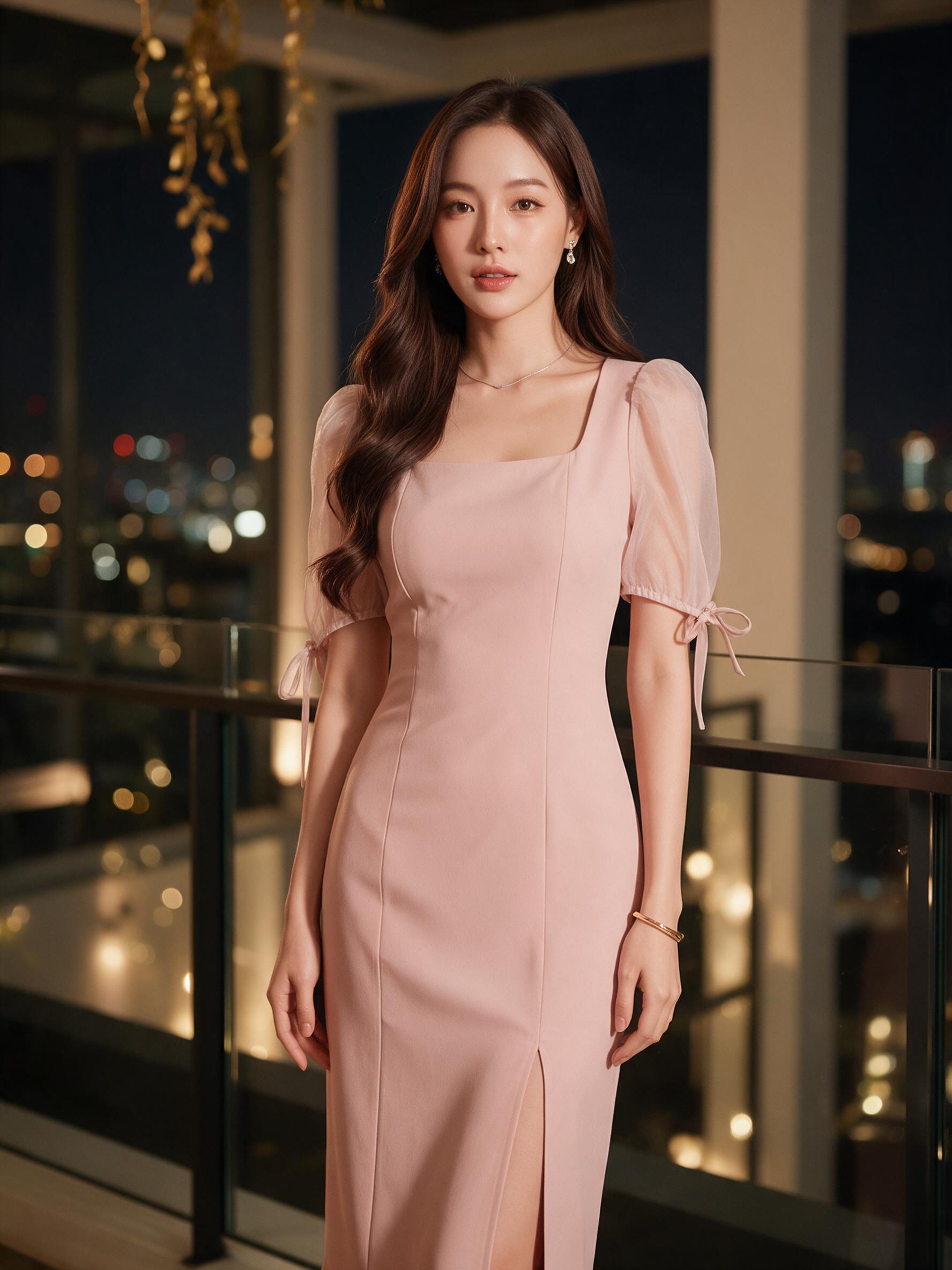 มาเพิ่ม s-2xlชุดเดรสออกงานน่ารัก เดรสแขนพองMAYA G090  s m l - ลุคพอร์ตเทรต