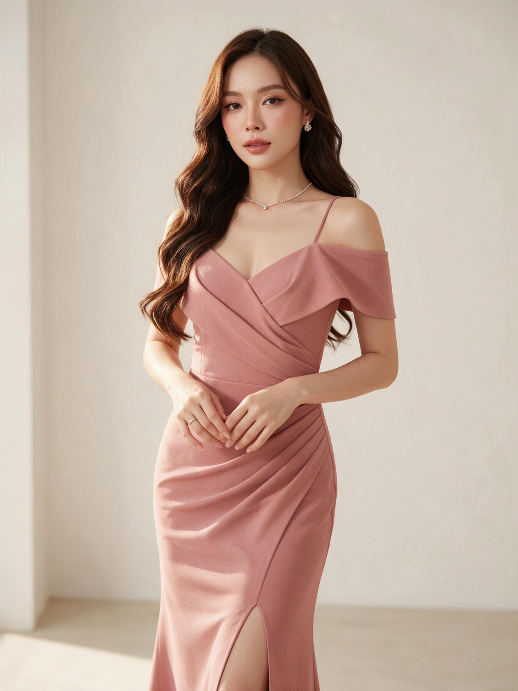 ชุดเพื่อนเจ้าสาว  ชุดออกงาน ชุดไปงาน s m l xl 2xl - ลุคพอร์ตเทรต