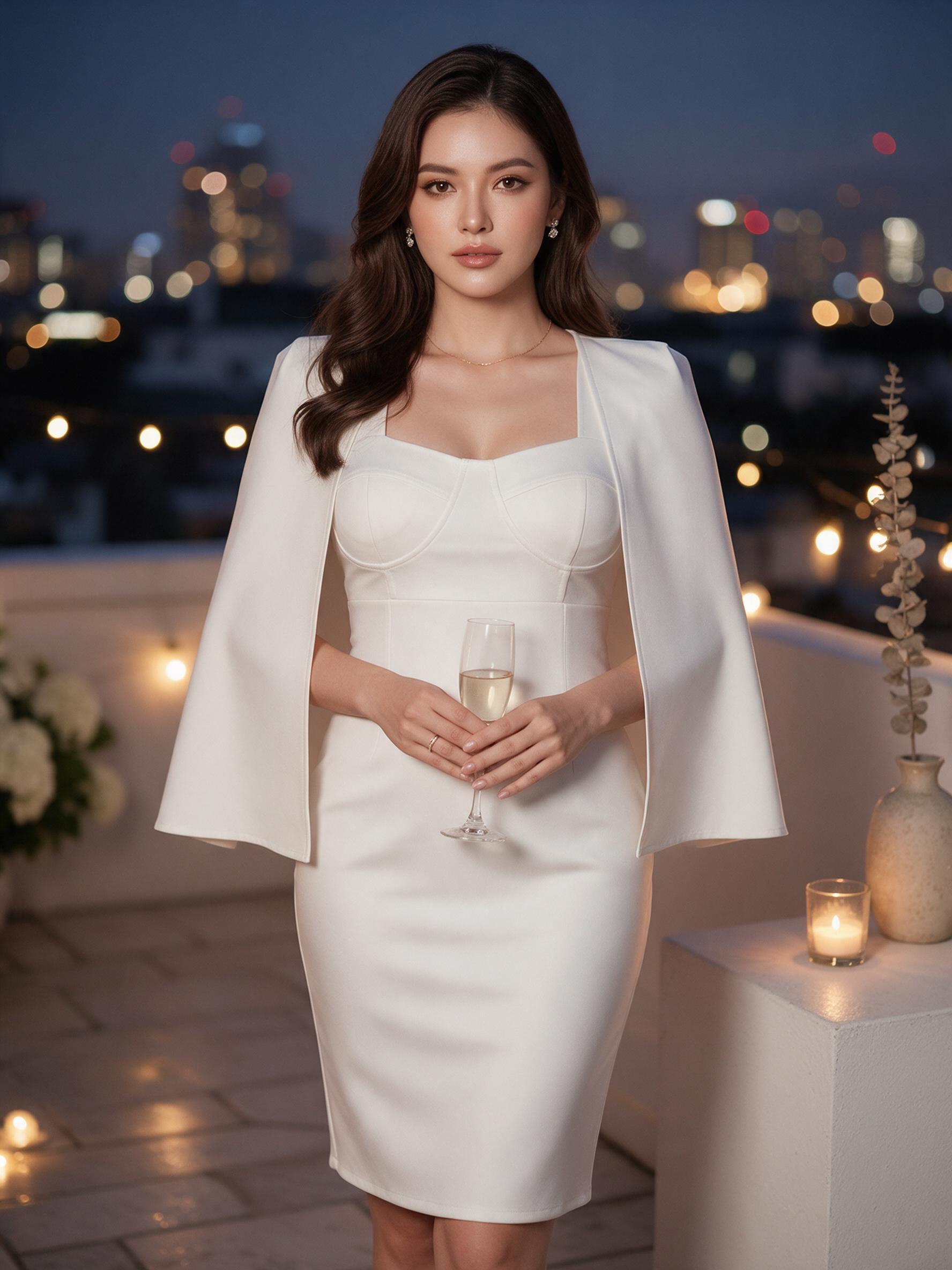 [Issaya Brand]สวยหรูแบบสาว Whizdom Dress เดรสคลุมแขน - ลุคพอร์ตเทรต
