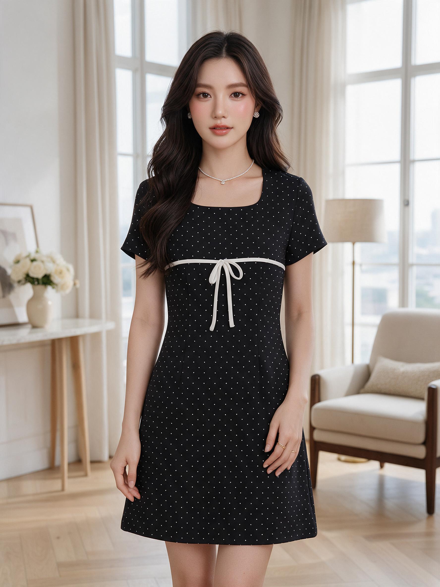 Bamboo dress - ชุดเดรสทำงาน ชุดทำงานผู้หญิง เดรสคอเหลี่ยม - ลุคพอร์ตเทรต
