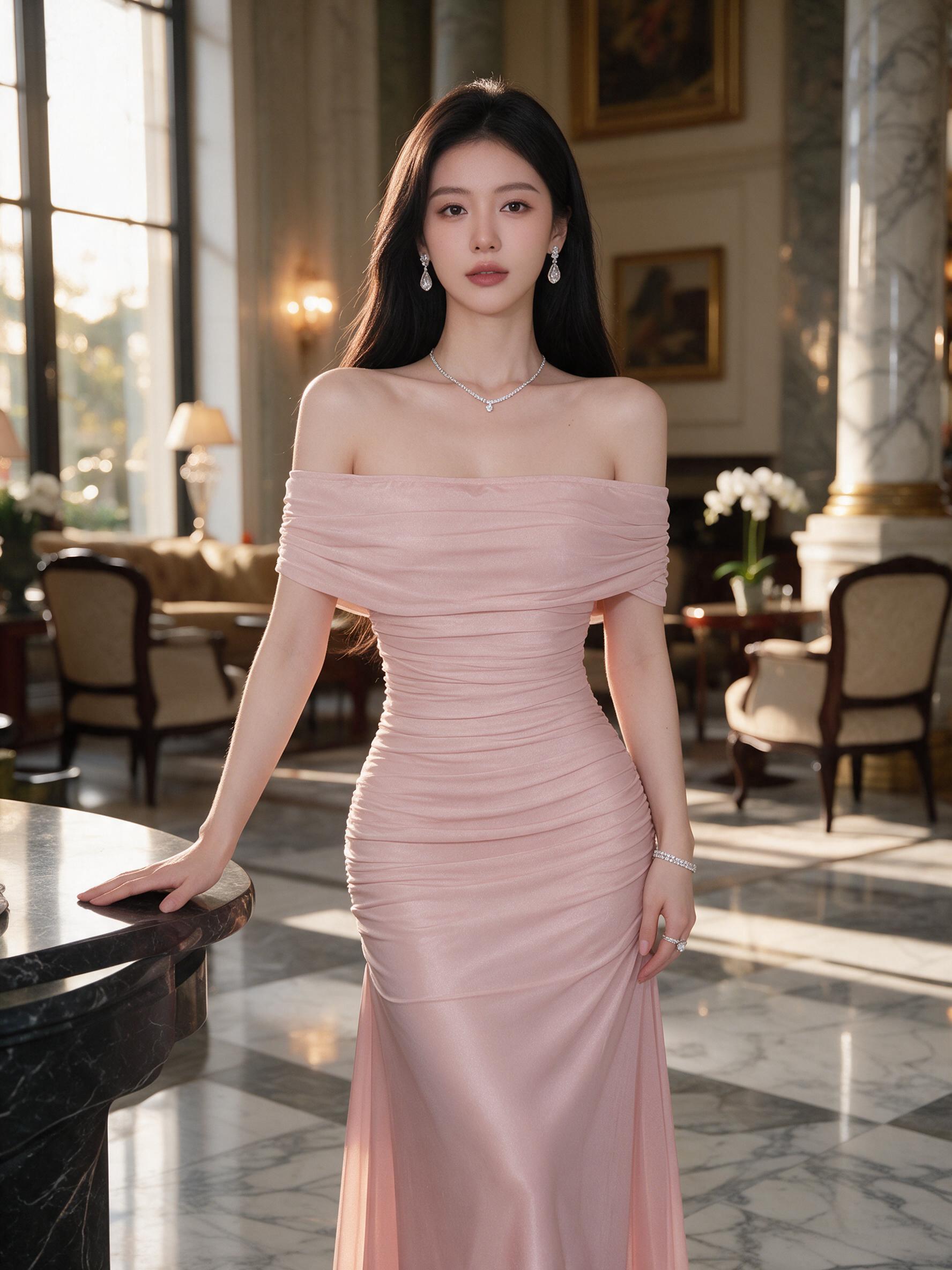 -ชุดออกงาน เดรสยาวปาดไหล่ ชุดไปงานแต่ง ชุดออกเดทสวยๆ - ลุคพอร์ตเทรต